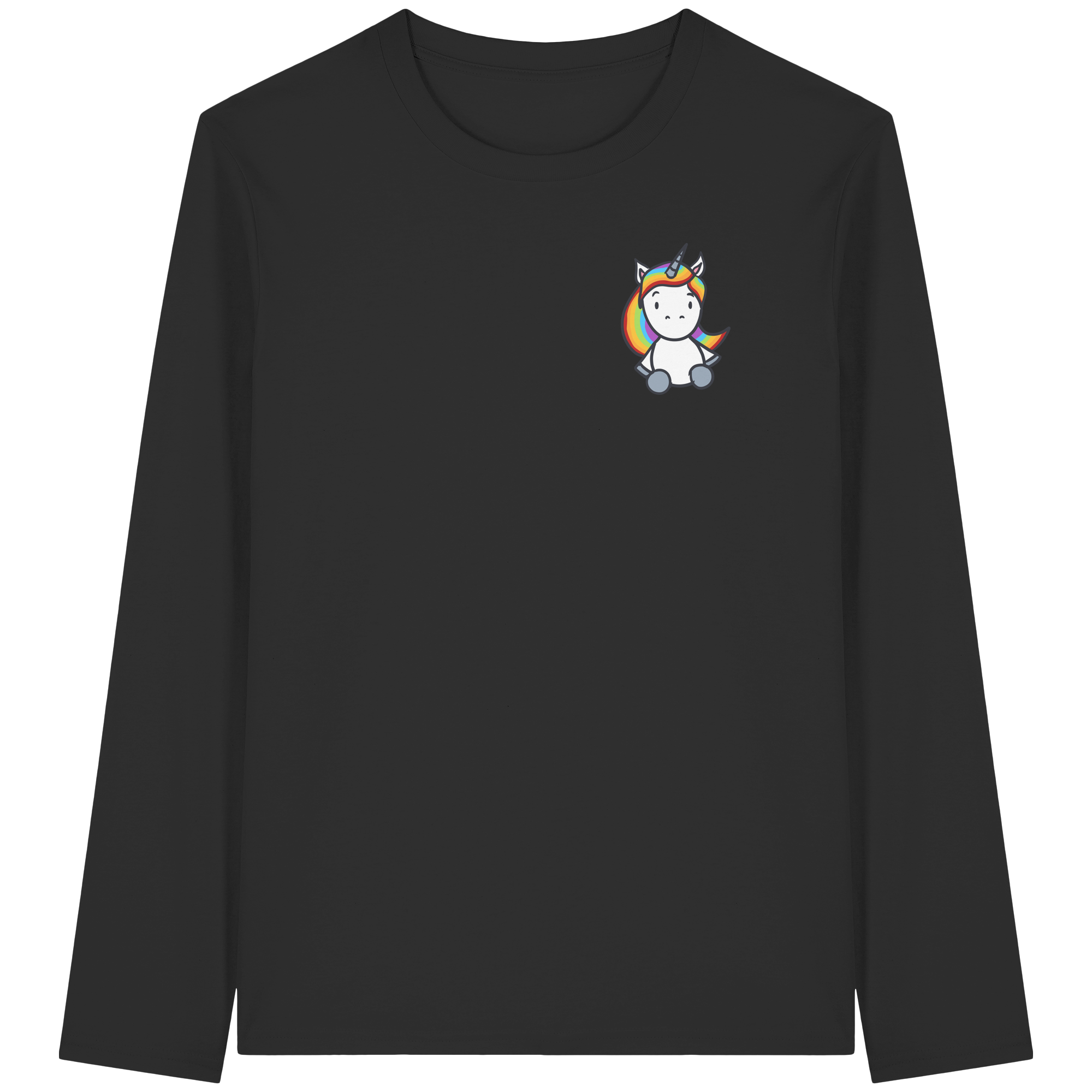 Einhorn mit Regenbogen Haaren - Organic Longsleeve T-Shirt