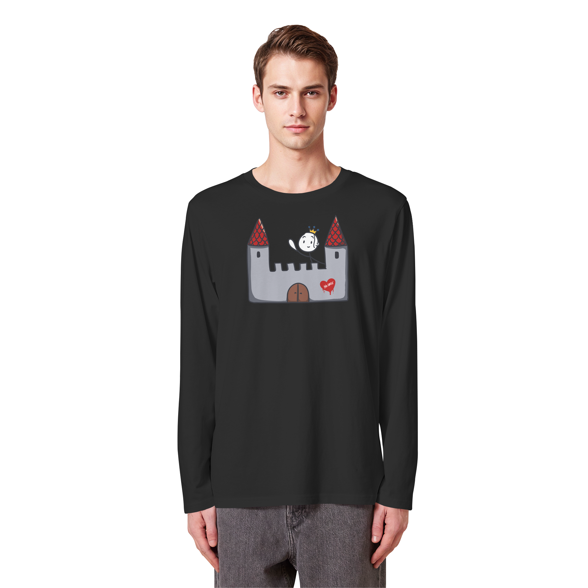 Seelenmännchen "Schloss Edition" Frontprint (dunkel) - Organic Longsleeve T-Shirt