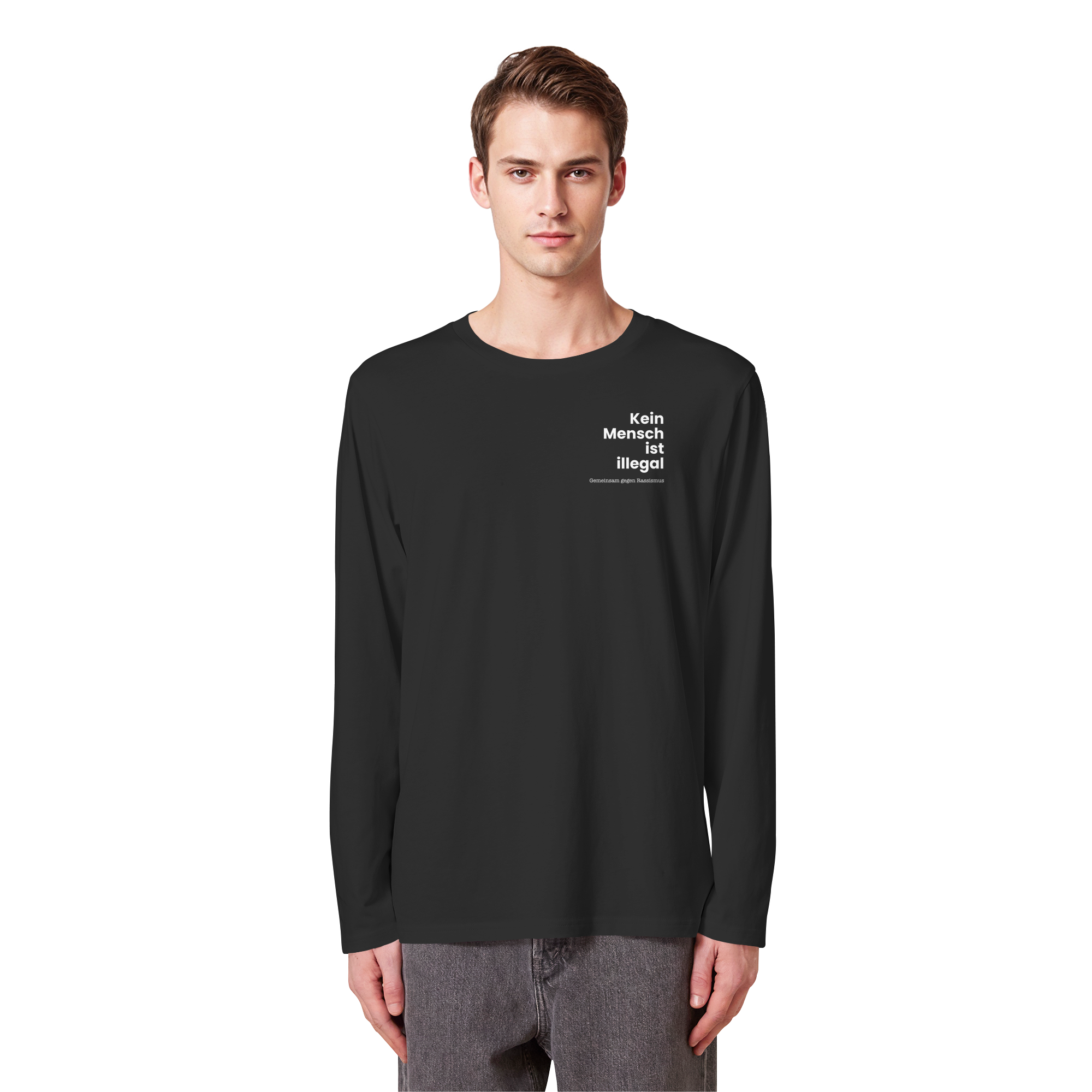 Kein Mensch ist illegal "Gemeinsam gegen Rassismus Edition" Brustprint - Organic Longsleeve T-Shirt