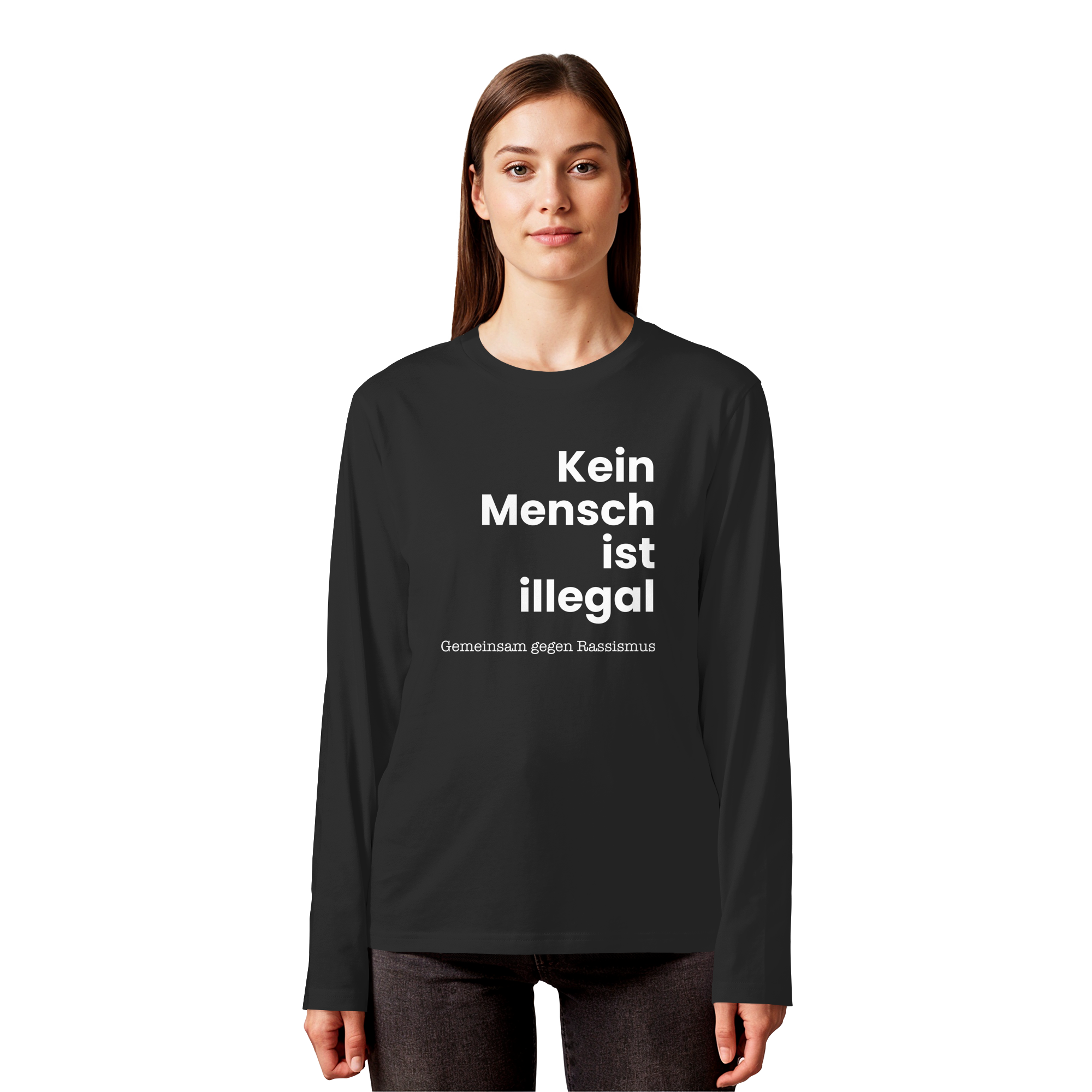 Kein Mensch ist illegal "Gemeinsam gegen Rassismus Edition" Frontprint - Organic Longsleeve T-Shirt