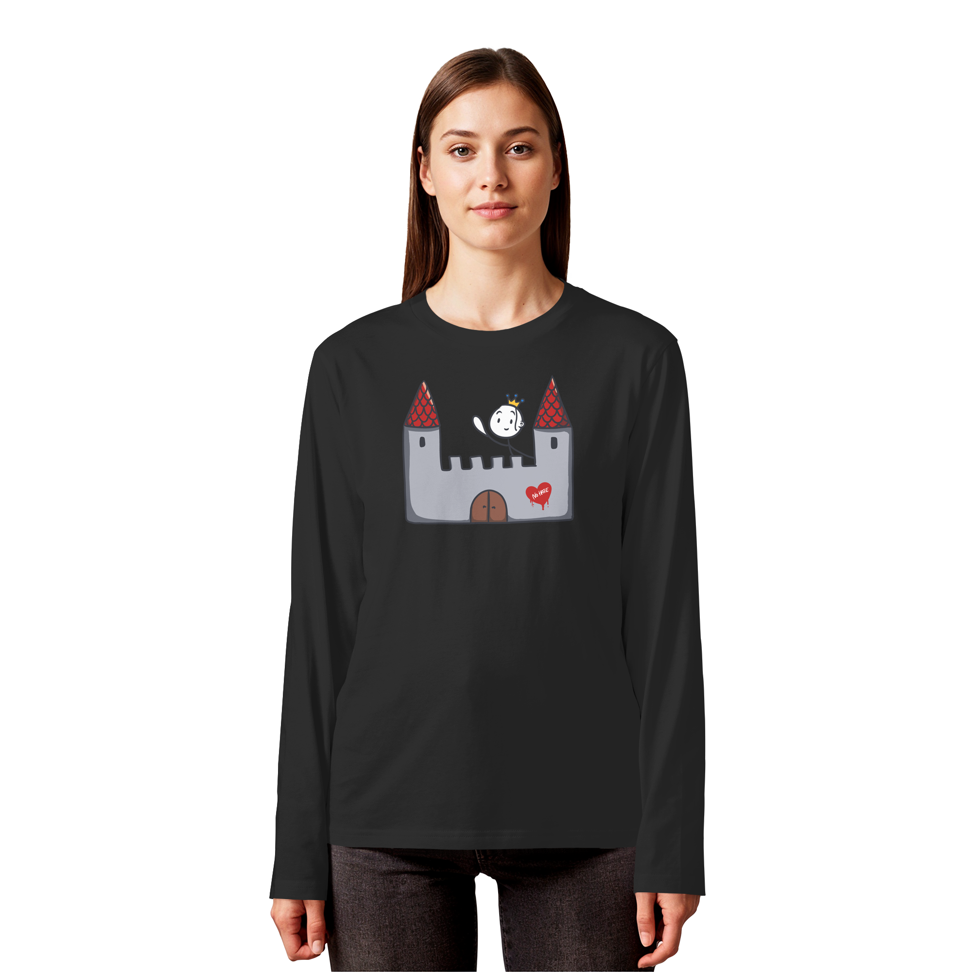 Seelenmännchen "Schloss Edition" Frontprint (dunkel) - Organic Longsleeve T-Shirt