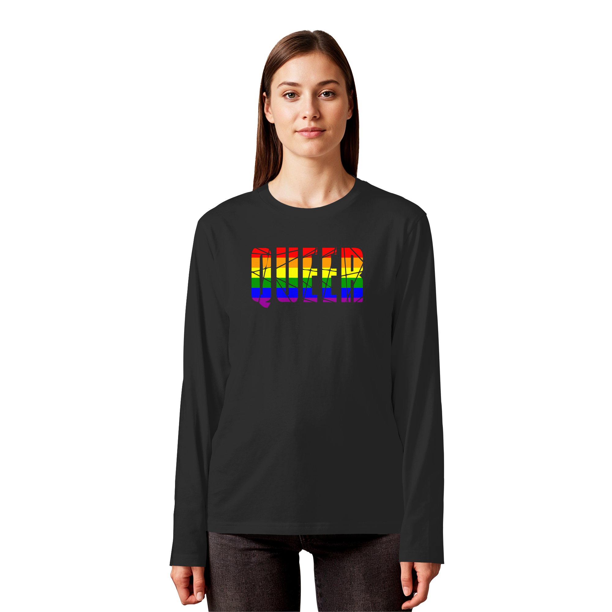 QUEER in Regenbogen Farben - Organic Longsleeve T-Shirt