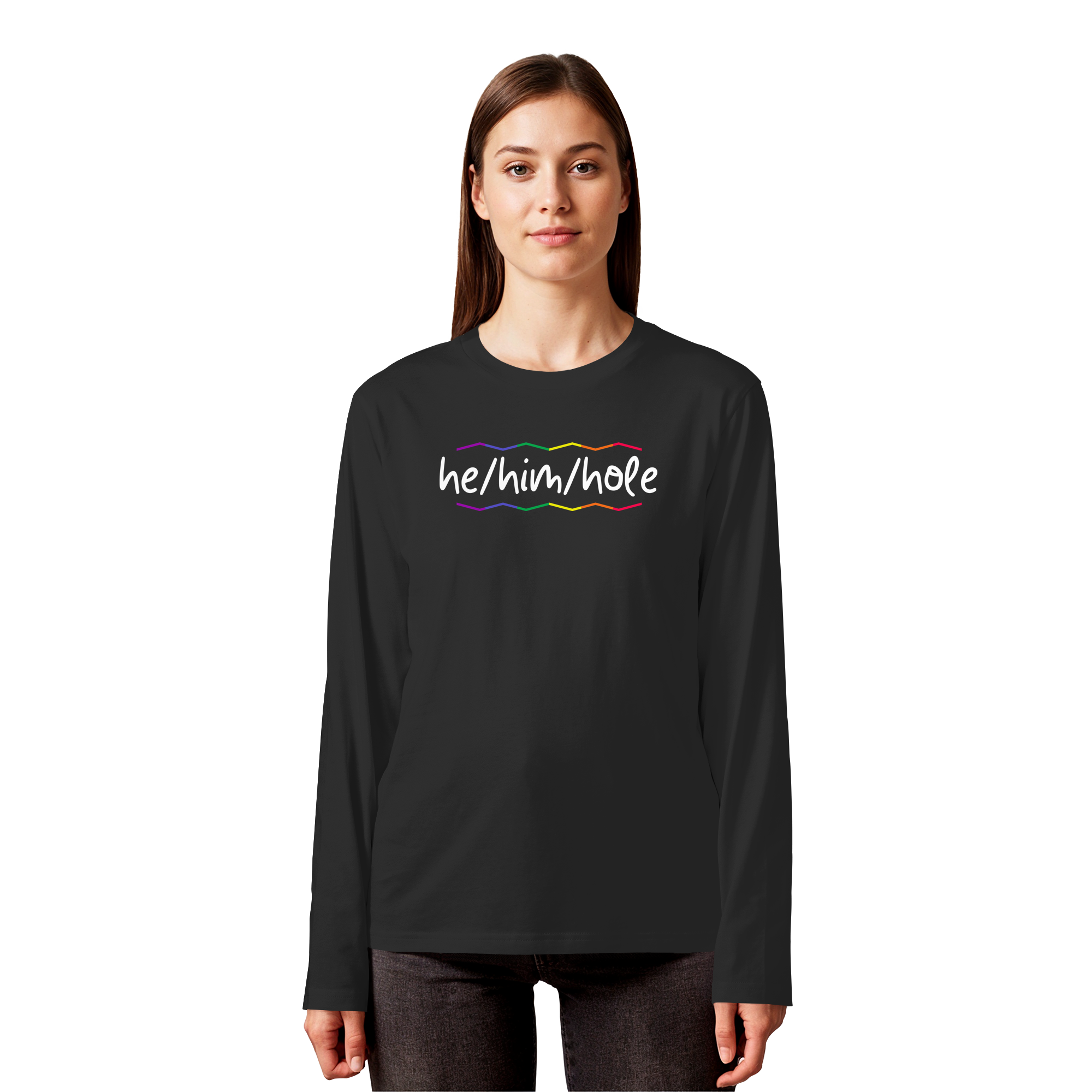 he/him/hole "Pride Waves Edition" - Organic Longsleeve T-Shirt