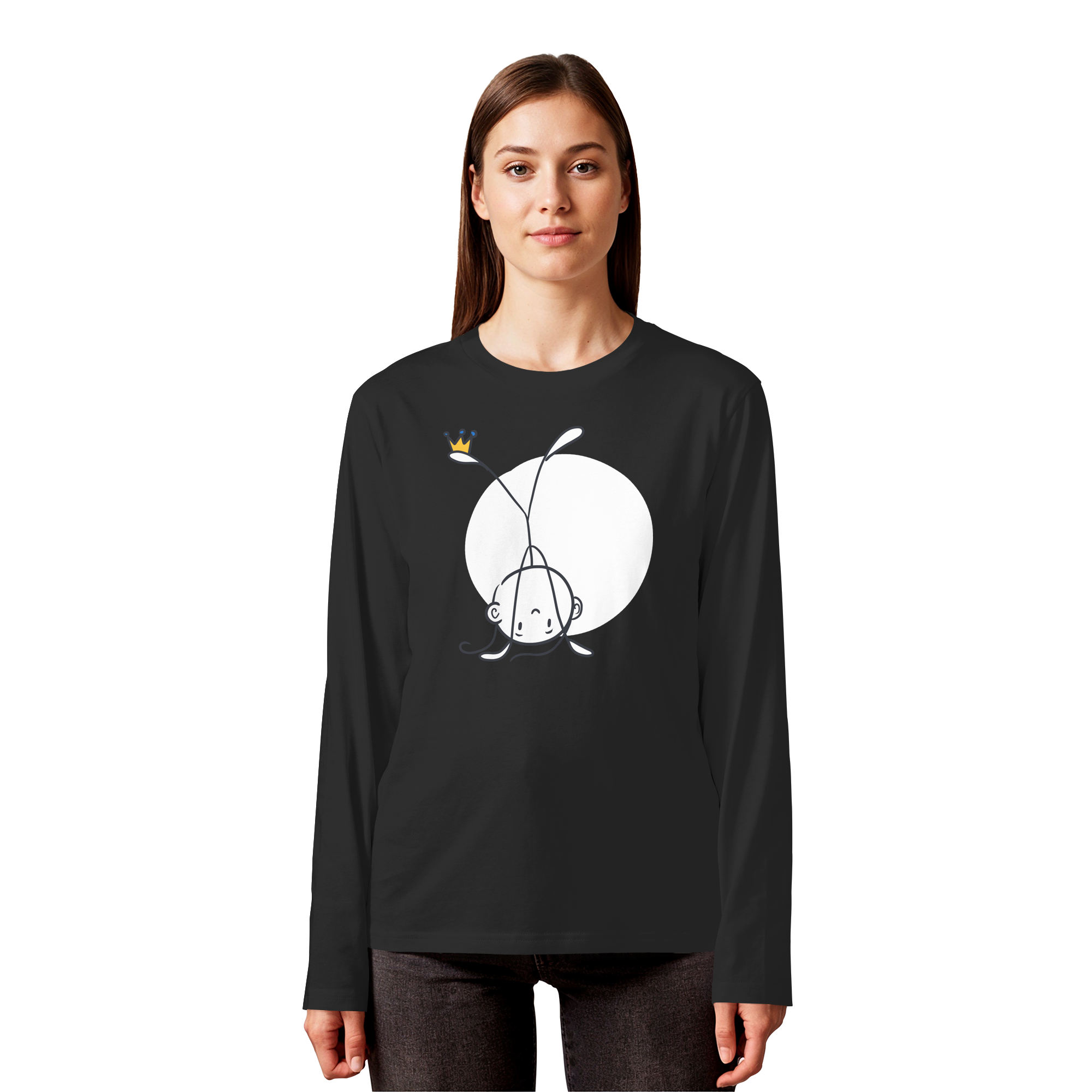 Seelenmännchen "Handstand Edition" Frontprint (dunkel) - Organic Longsleeve T-Shirt