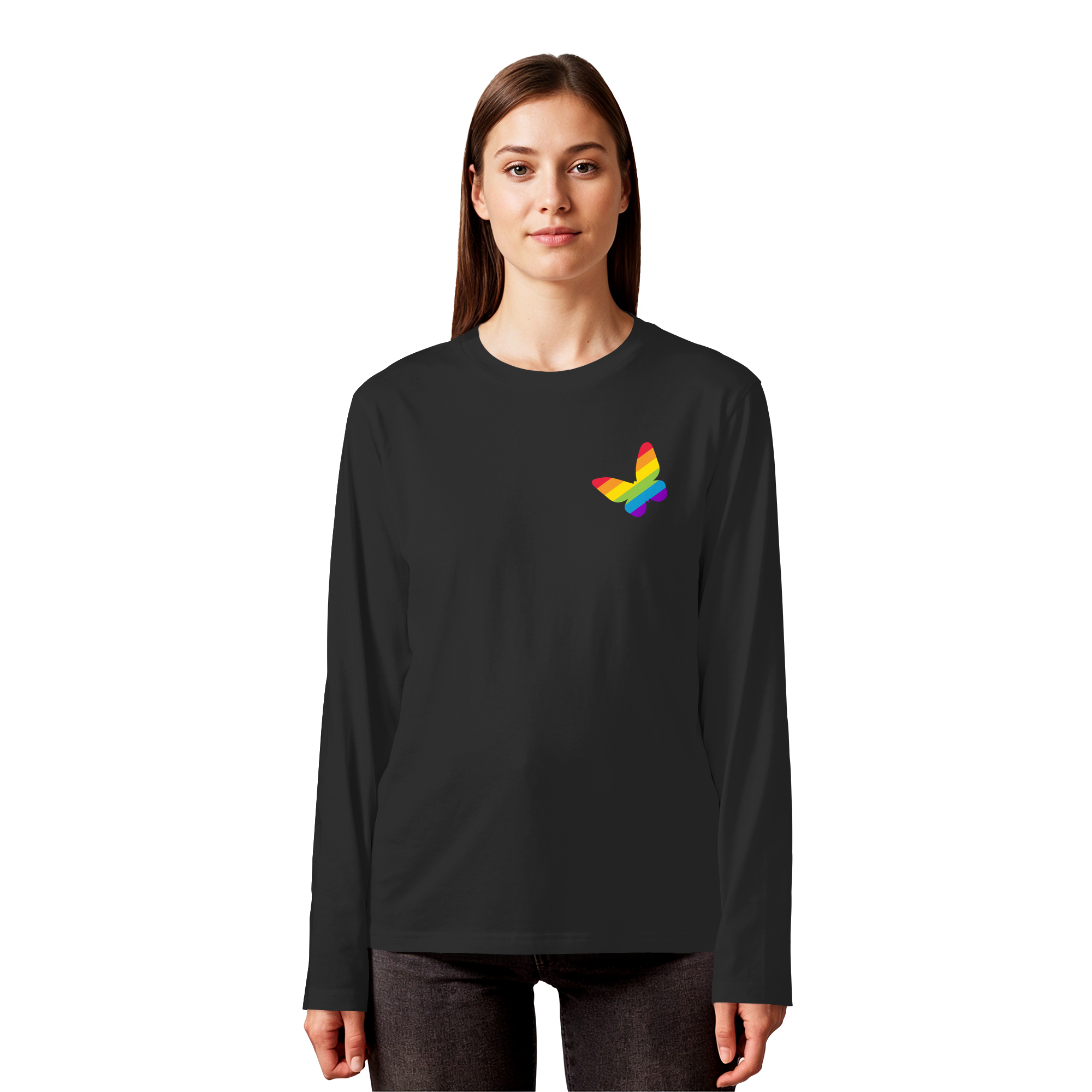 Regenbogen Schmetterling - Organic Longsleeve T-Shirt