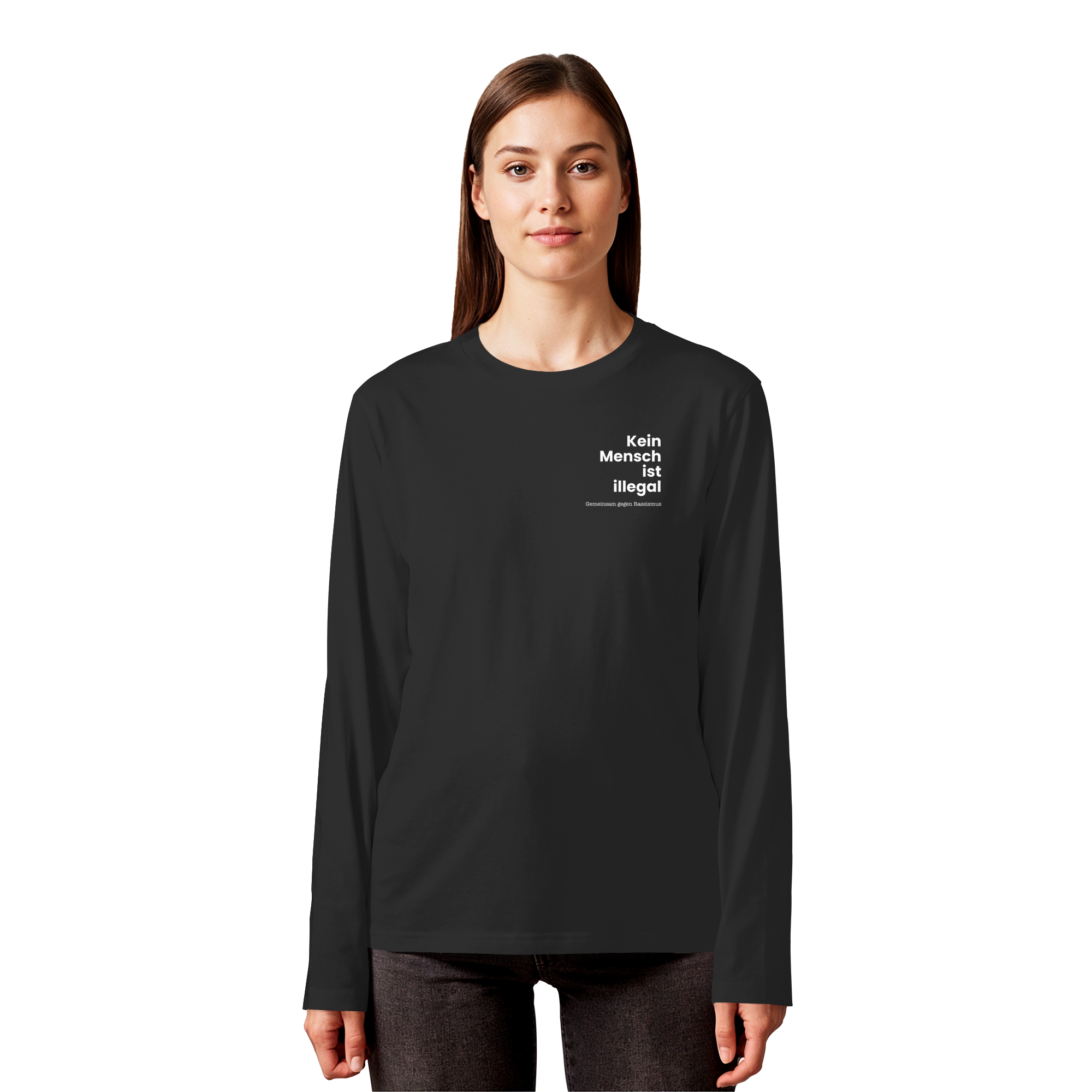 Kein Mensch ist illegal "Gemeinsam gegen Rassismus Edition" Brustprint - Organic Longsleeve T-Shirt