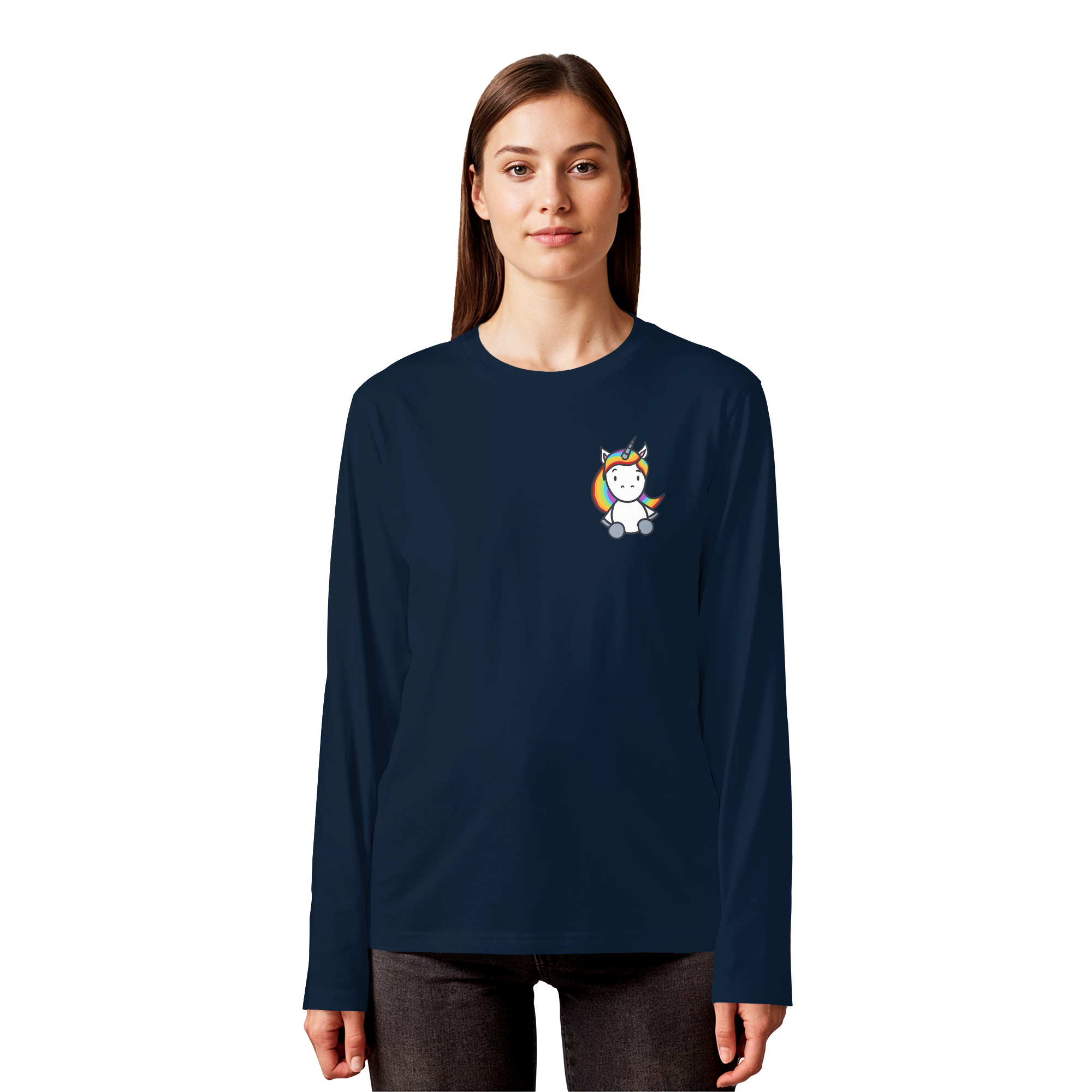 Schwarz Weiß wird Regenbogen Farben Backprint (dunkel) - Organic Longsleeve T-Shirt