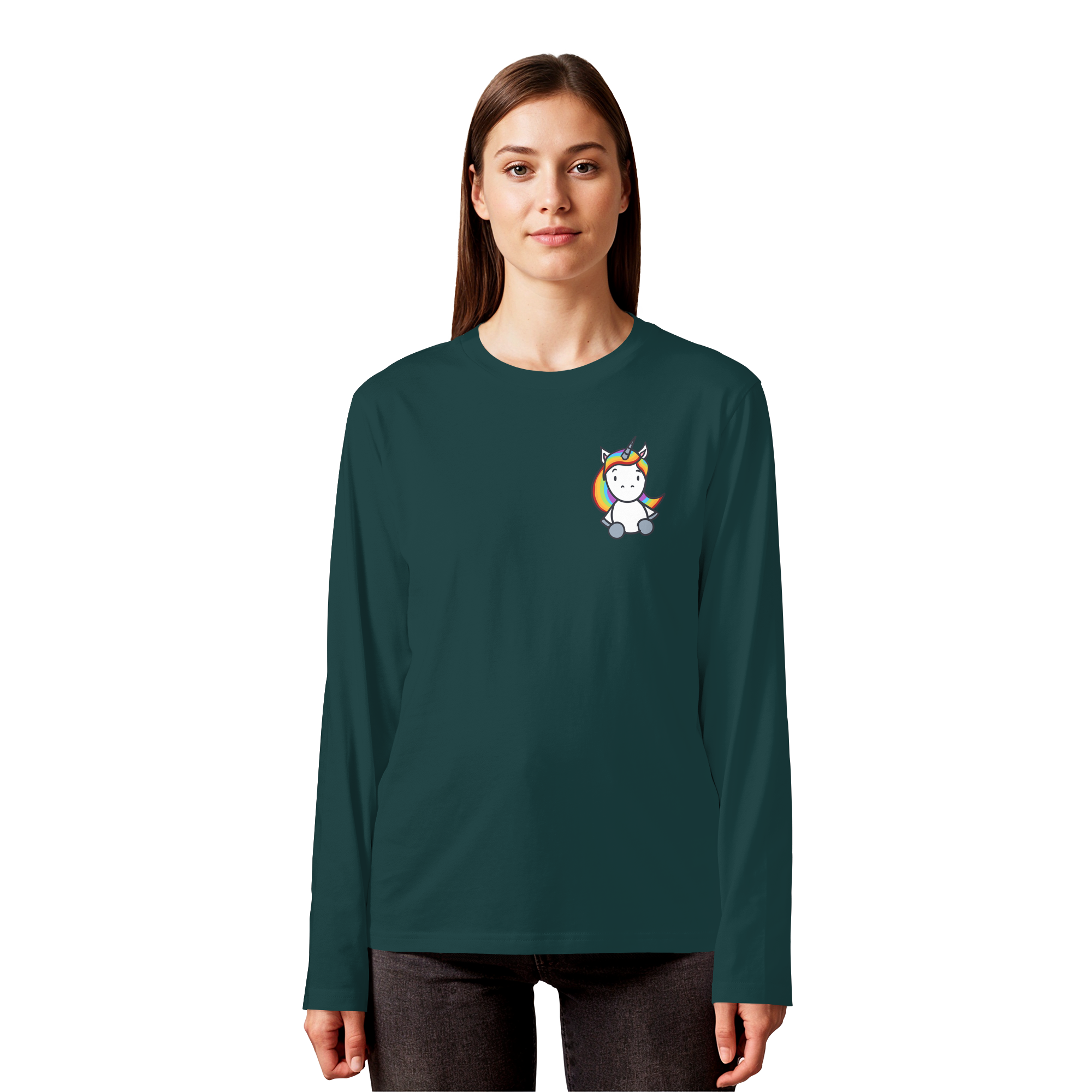 Schwarz Weiß wird Regenbogen Farben Backprint (dunkel) - Organic Longsleeve T-Shirt