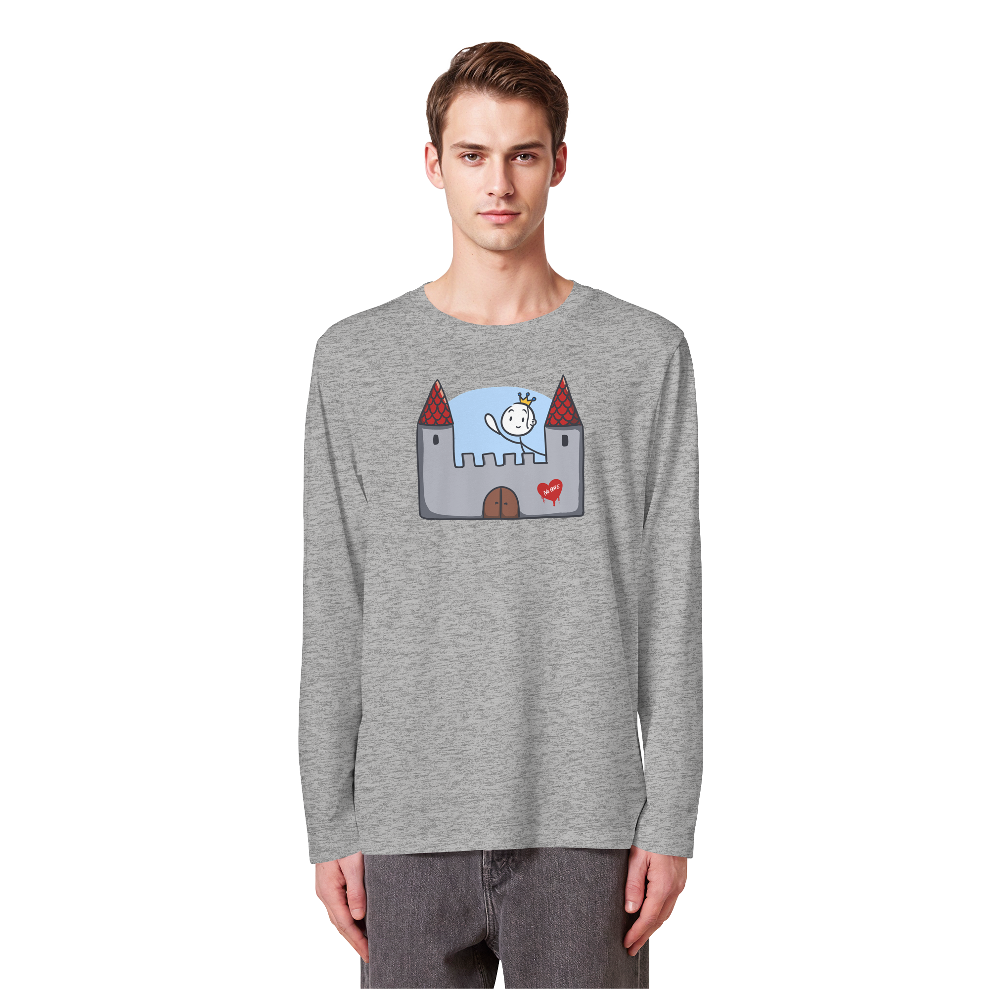 Seelenmännchen "Schloss Edition" Frontprint (hell) - Organic Longsleeve T-Shirt