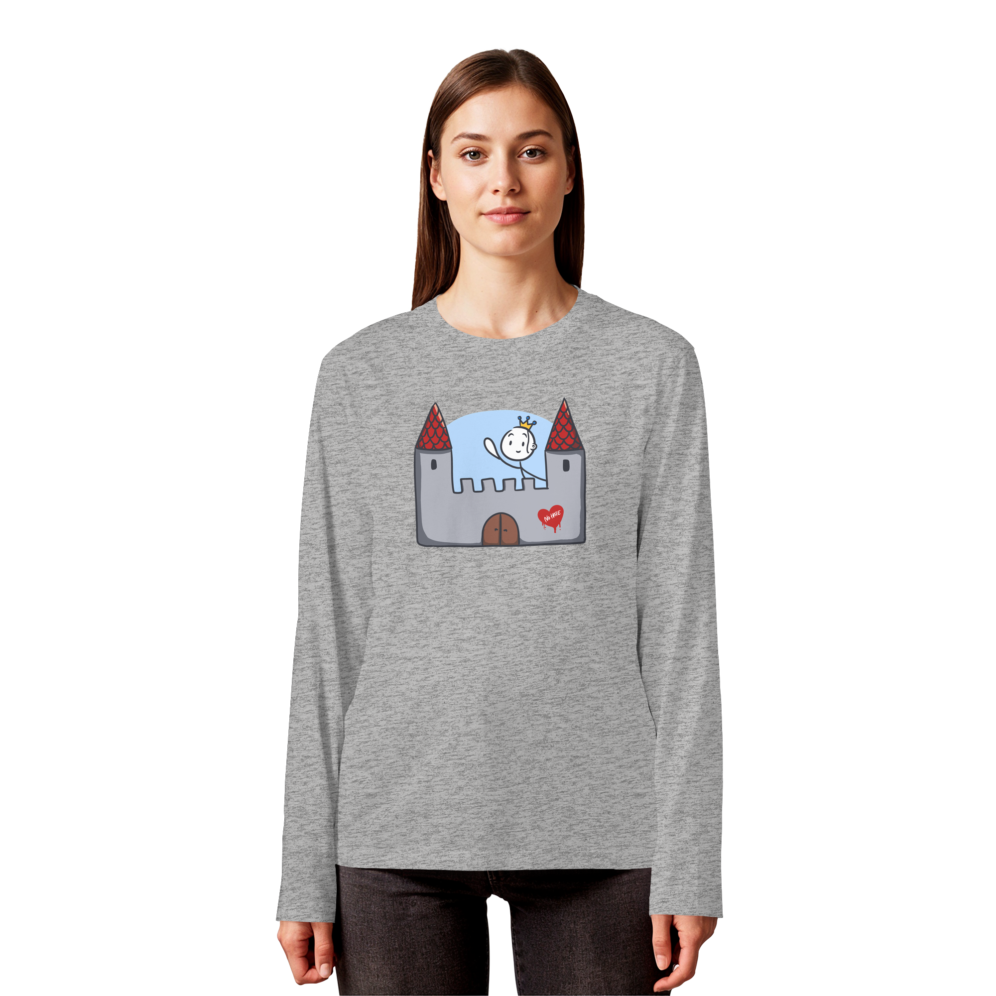 Seelenmännchen "Schloss Edition" Frontprint (hell) - Organic Longsleeve T-Shirt