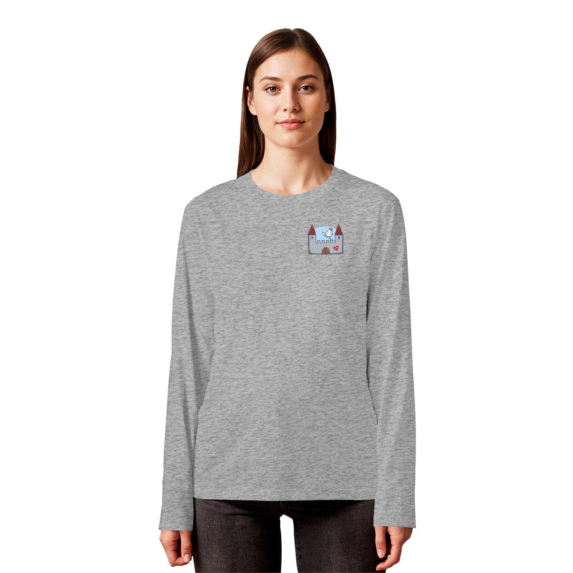 Seelenmännchen "Schloss Edition" Brustprint (hell) - Organic Longsleeve T-Shirt