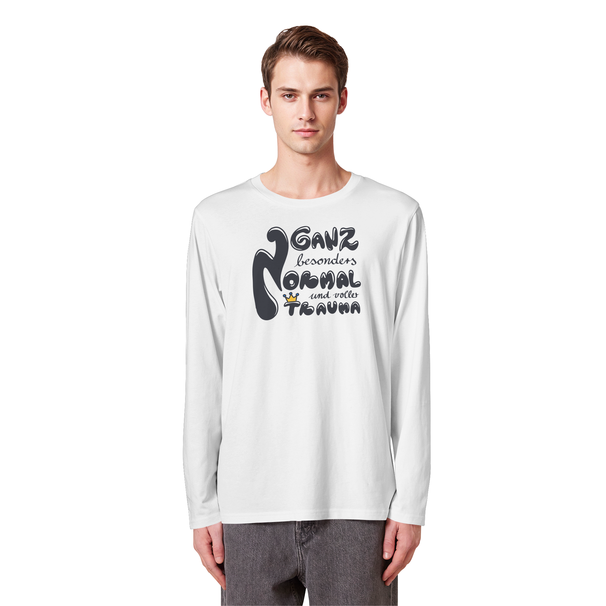 Ganz besonders Normal und voller Trauma "Schwarze Edition" - Organic Longsleeve T-Shirt