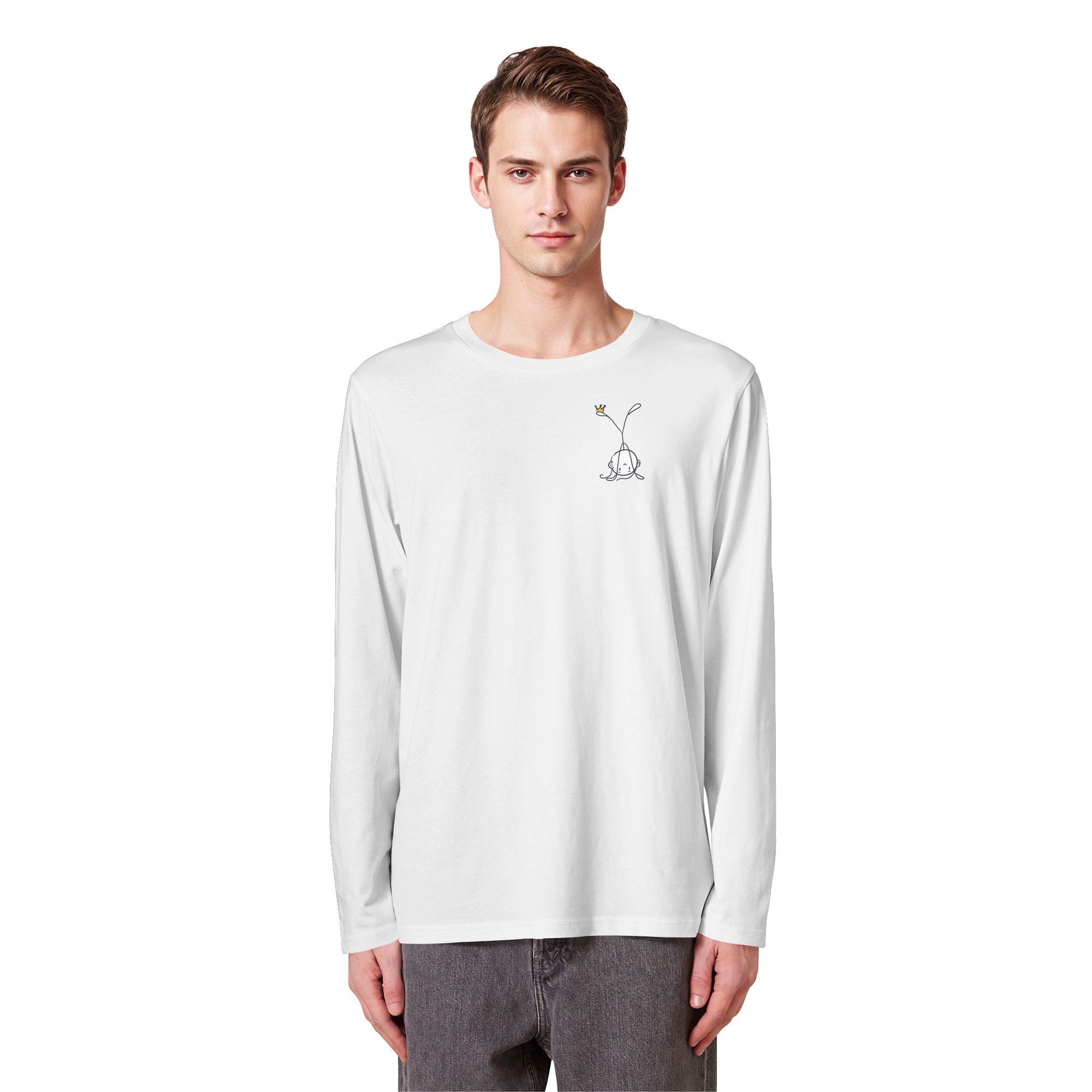Seelenmännchen "Handstand Edition" Brustprint (hell) - Organic Longsleeve T-Shirt