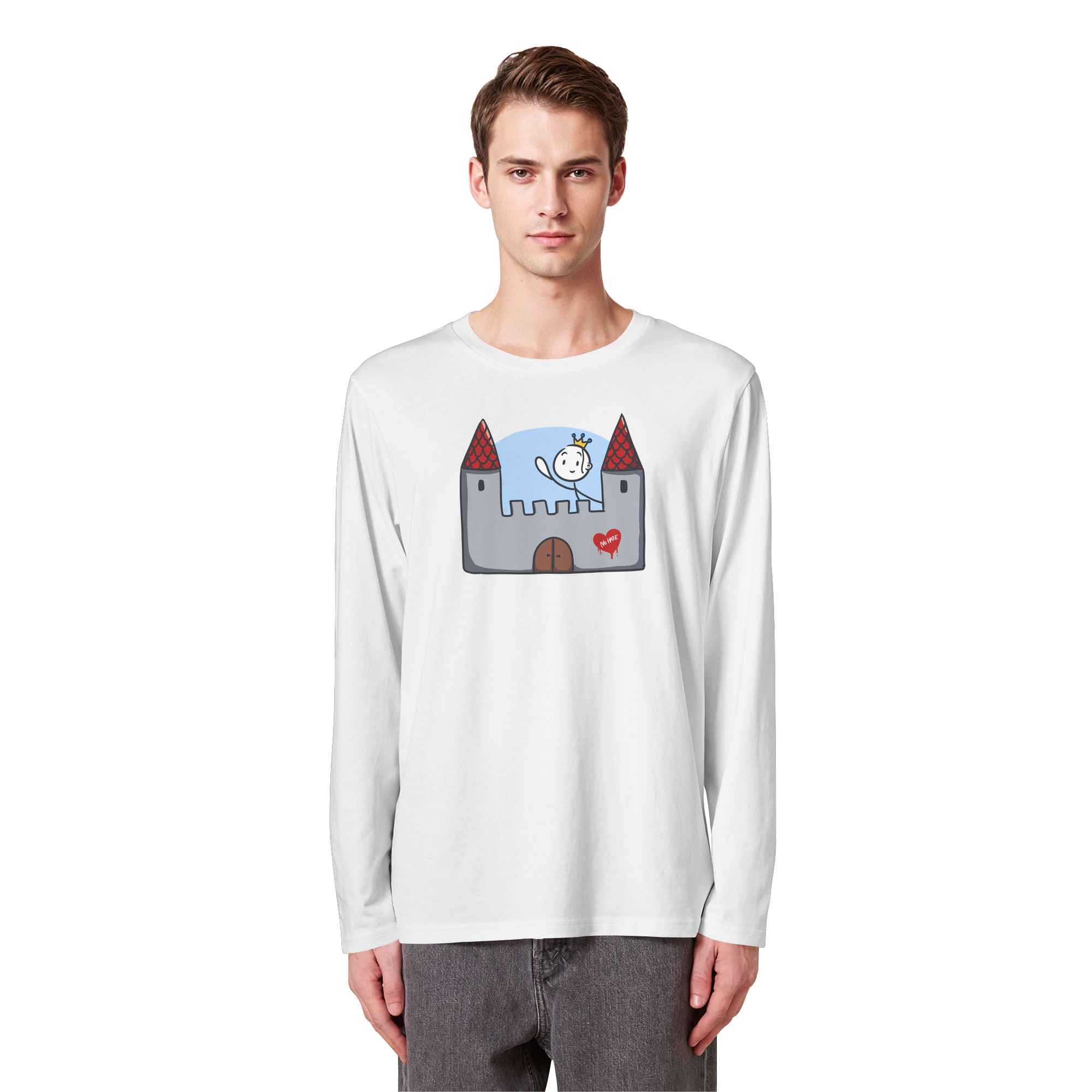 Seelenmännchen "Schloss Edition" Frontprint (hell) - Organic Longsleeve T-Shirt