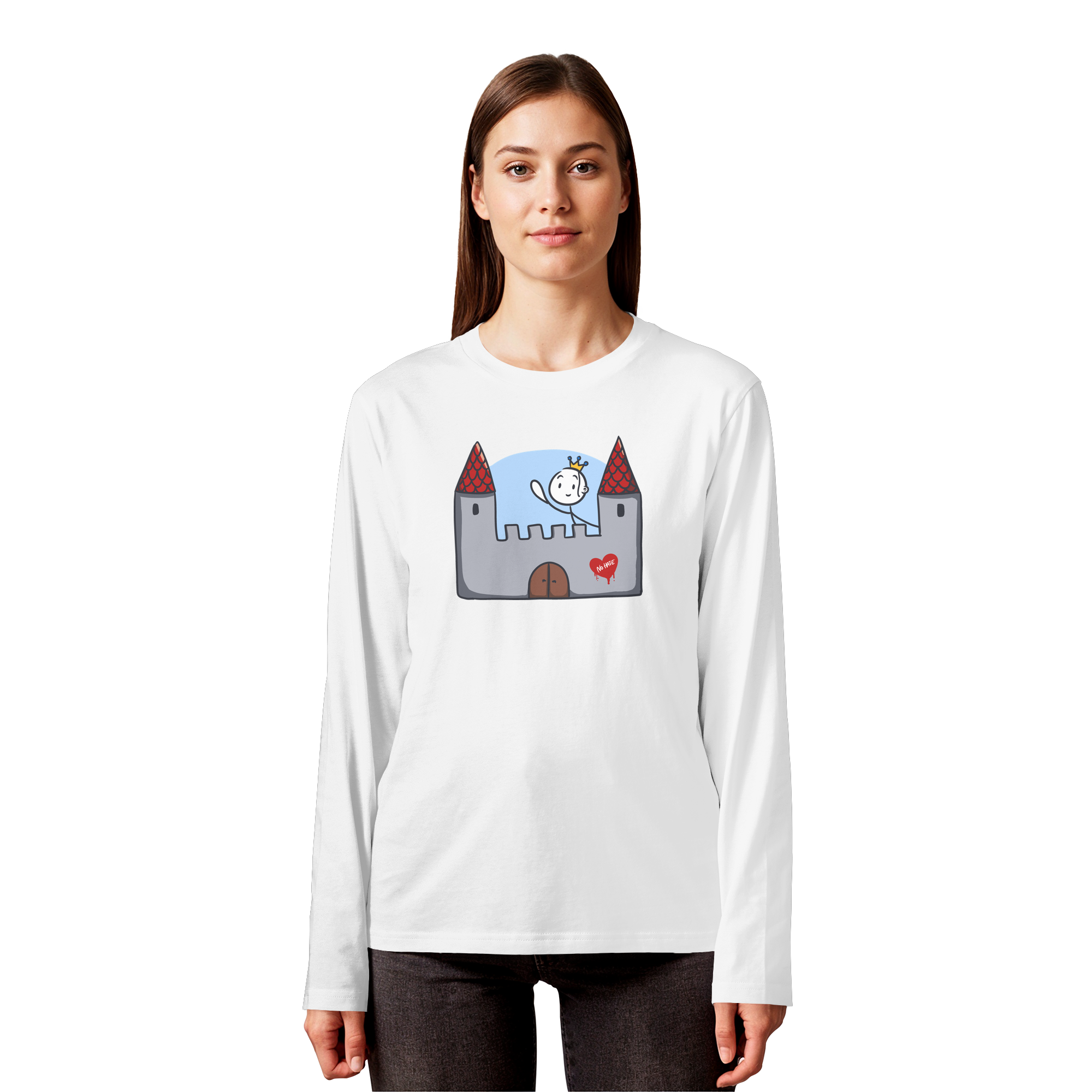 Seelenmännchen "Schloss Edition" Frontprint (hell) - Organic Longsleeve T-Shirt