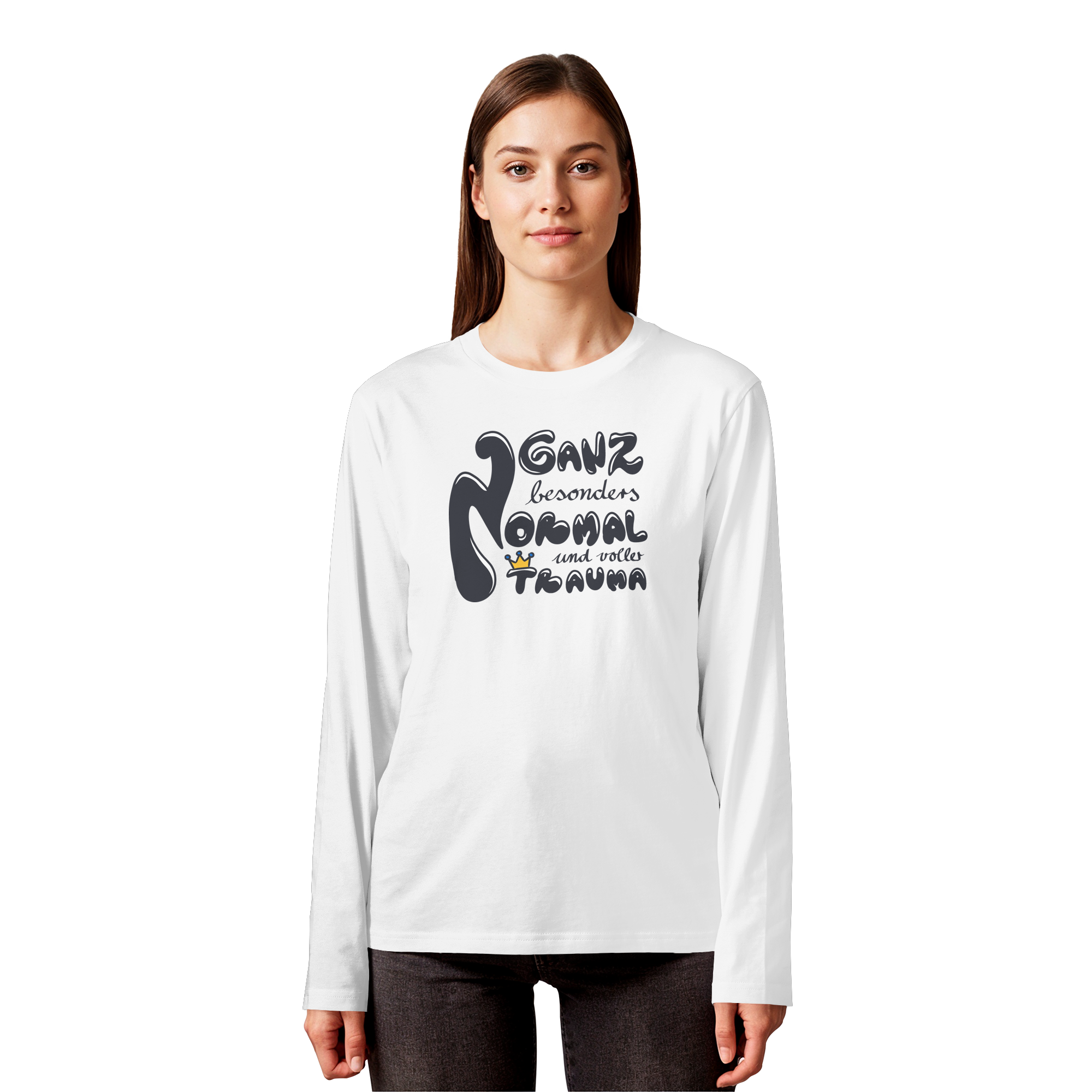 Ganz besonders Normal und voller Trauma "Schwarze Edition" - Organic Longsleeve T-Shirt