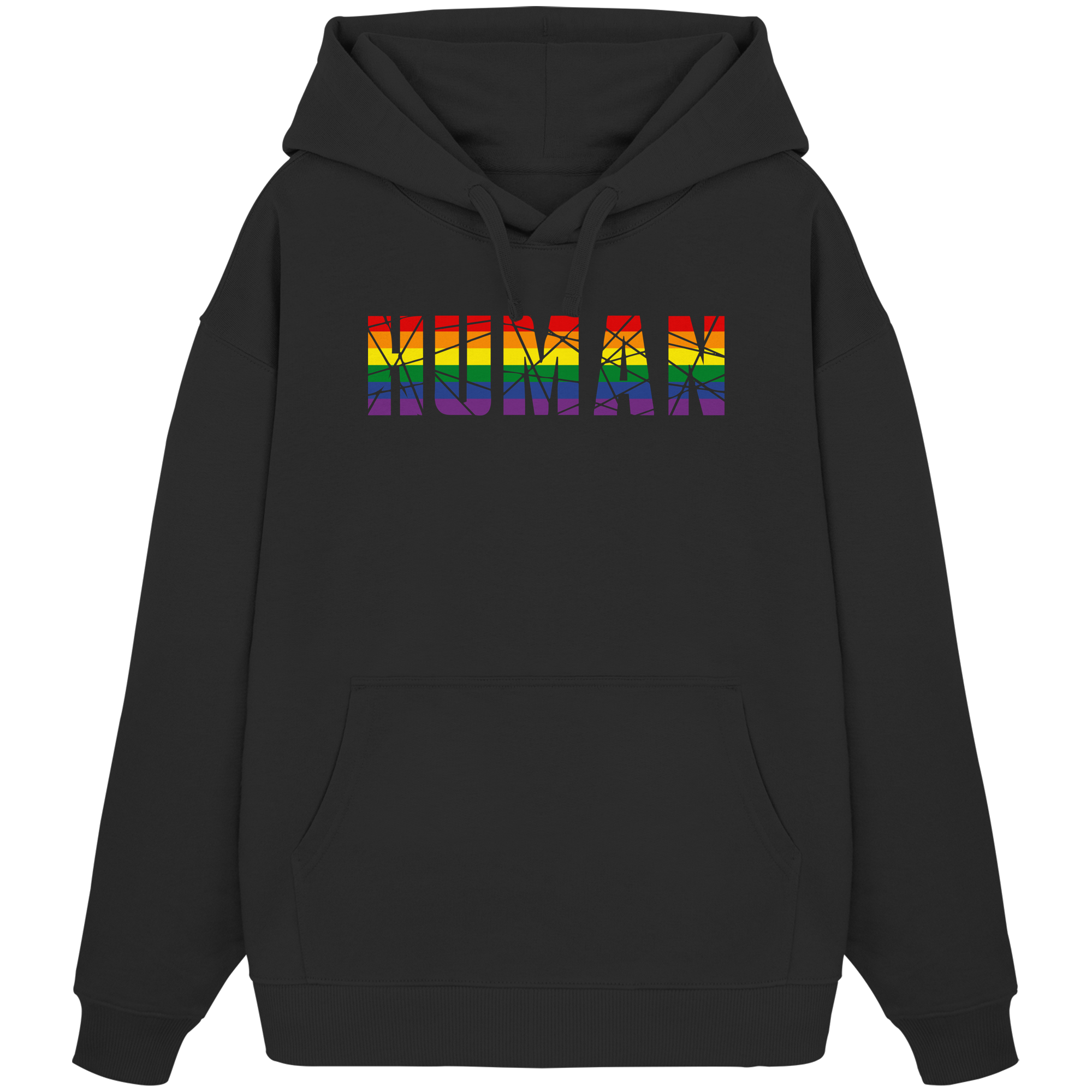 HUMAN in Regenbogen-Farben - Organic Oversize Hoodie