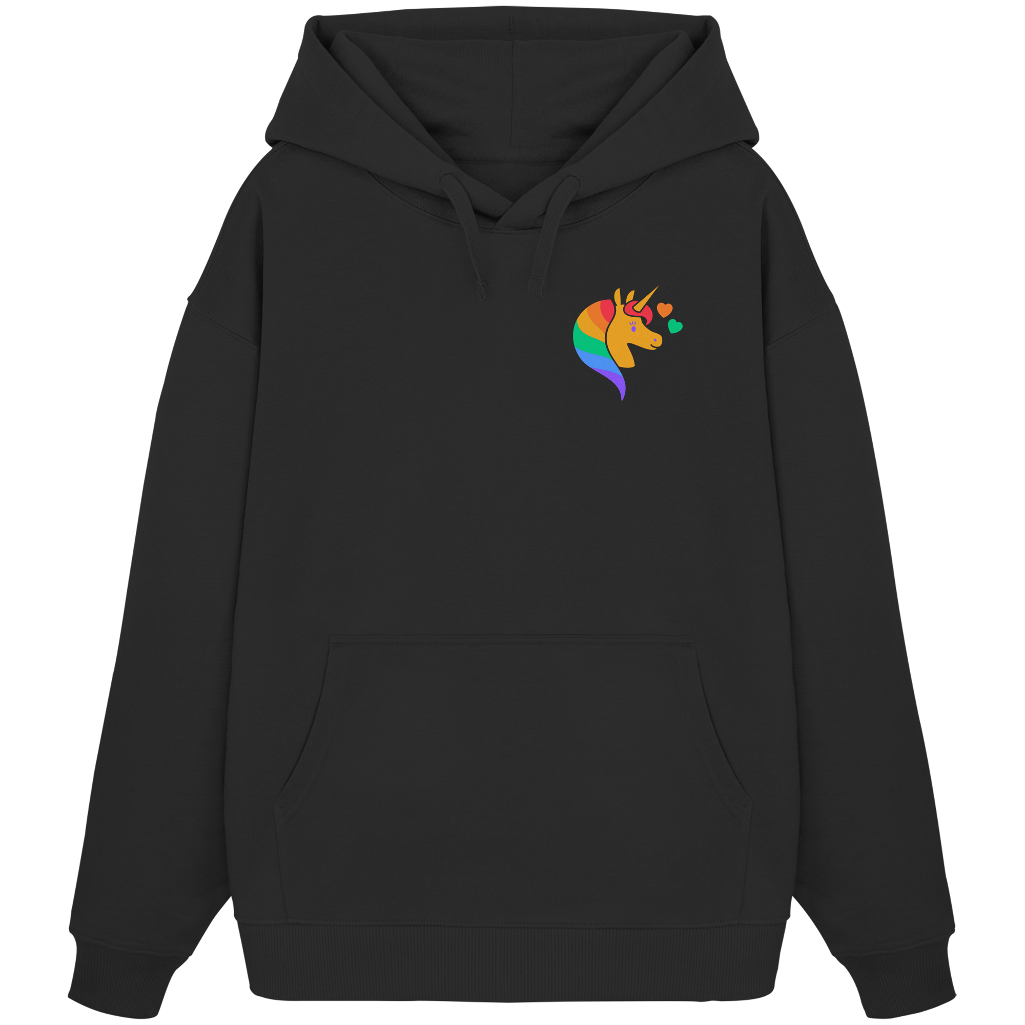 Regenbogen Einhorn mit Herzen - Organic Oversize Hoodie