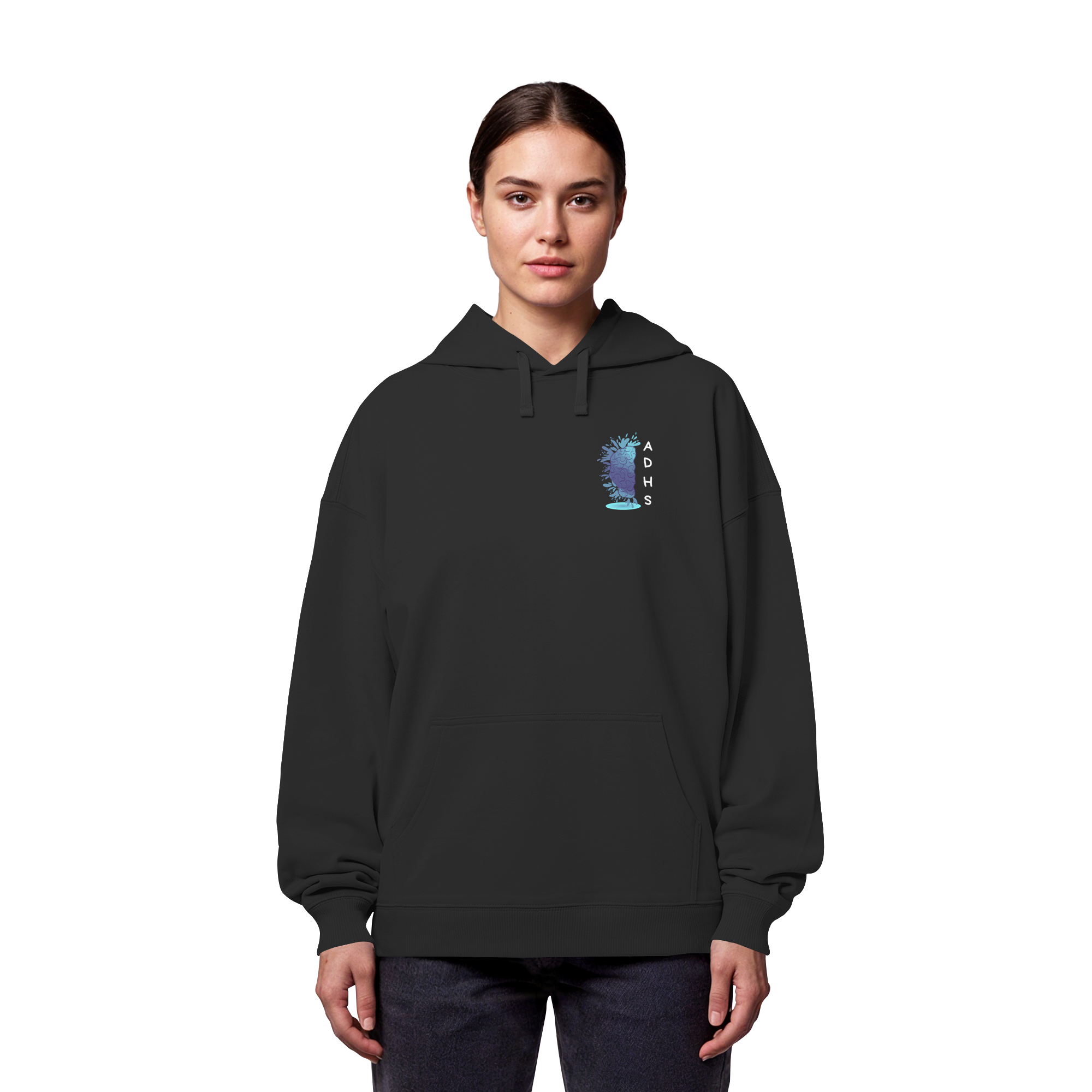 ADHS Ausdrucksvoll Direkt Hilfsbereit Selbstbewusst Backprint - Organic Oversize Hoodie