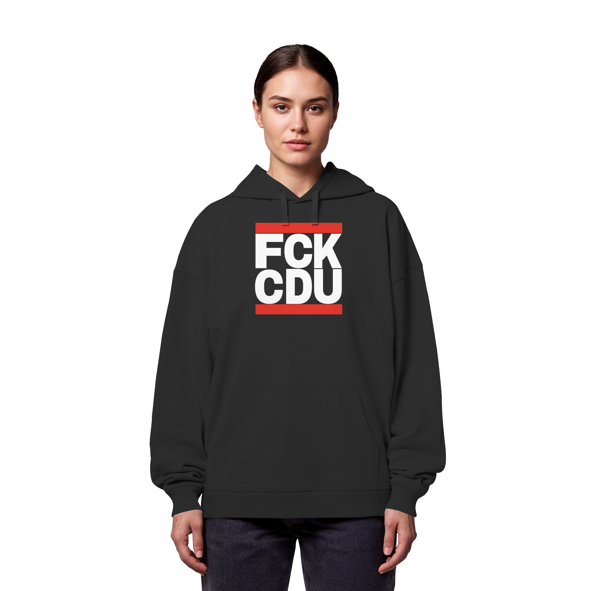 FCK CDU (weiße Schrift) - Organic Oversize Hoodie