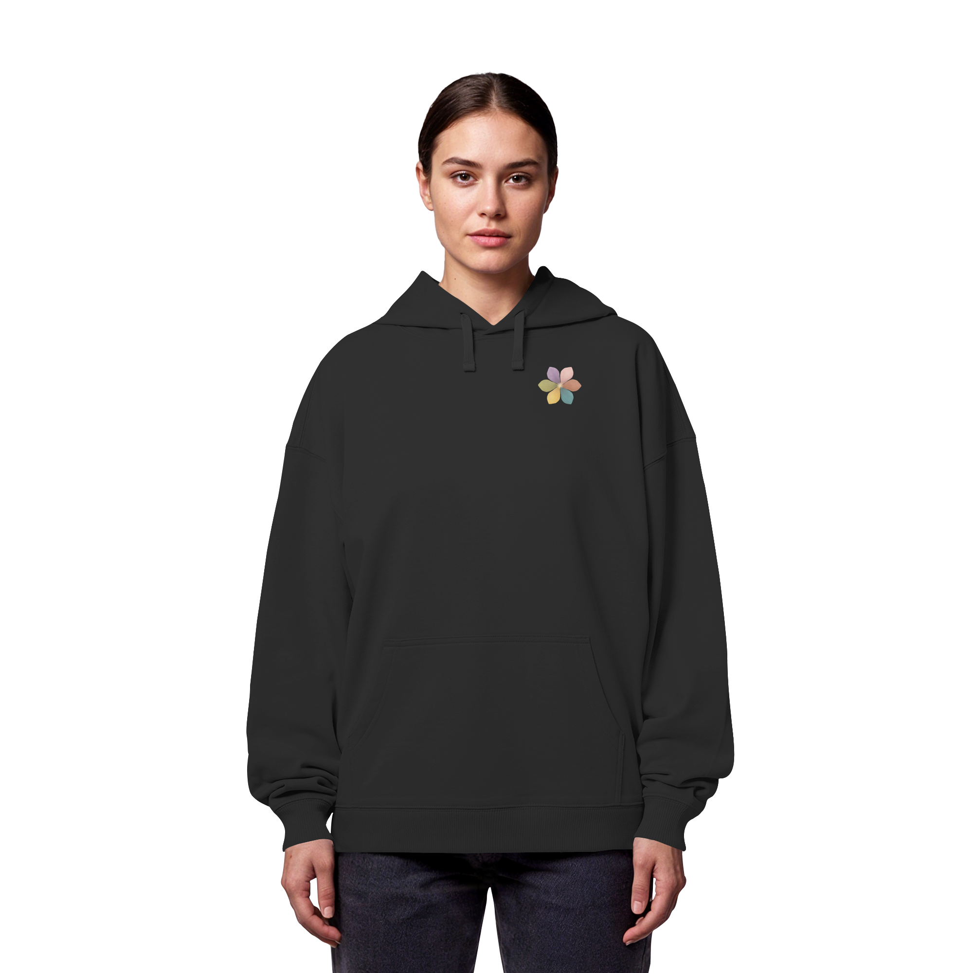 Ich sorge gut für mich "Achtsamkeitsblüte Edition" Backprint - Organic Oversize Hoodie