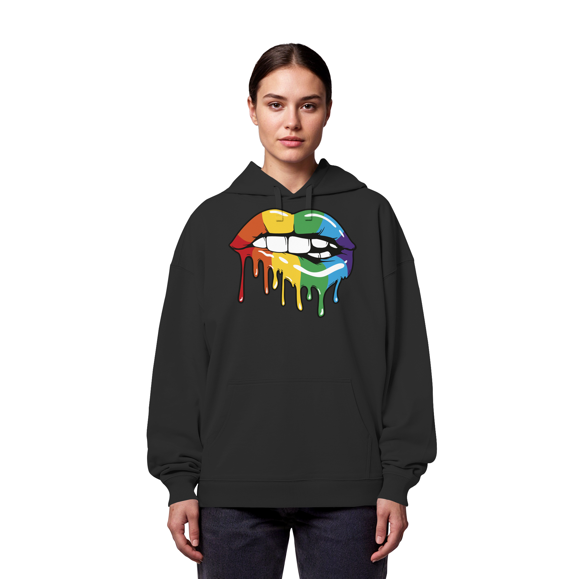 Regenbogen Lippen - Organic Oversize Hoodie