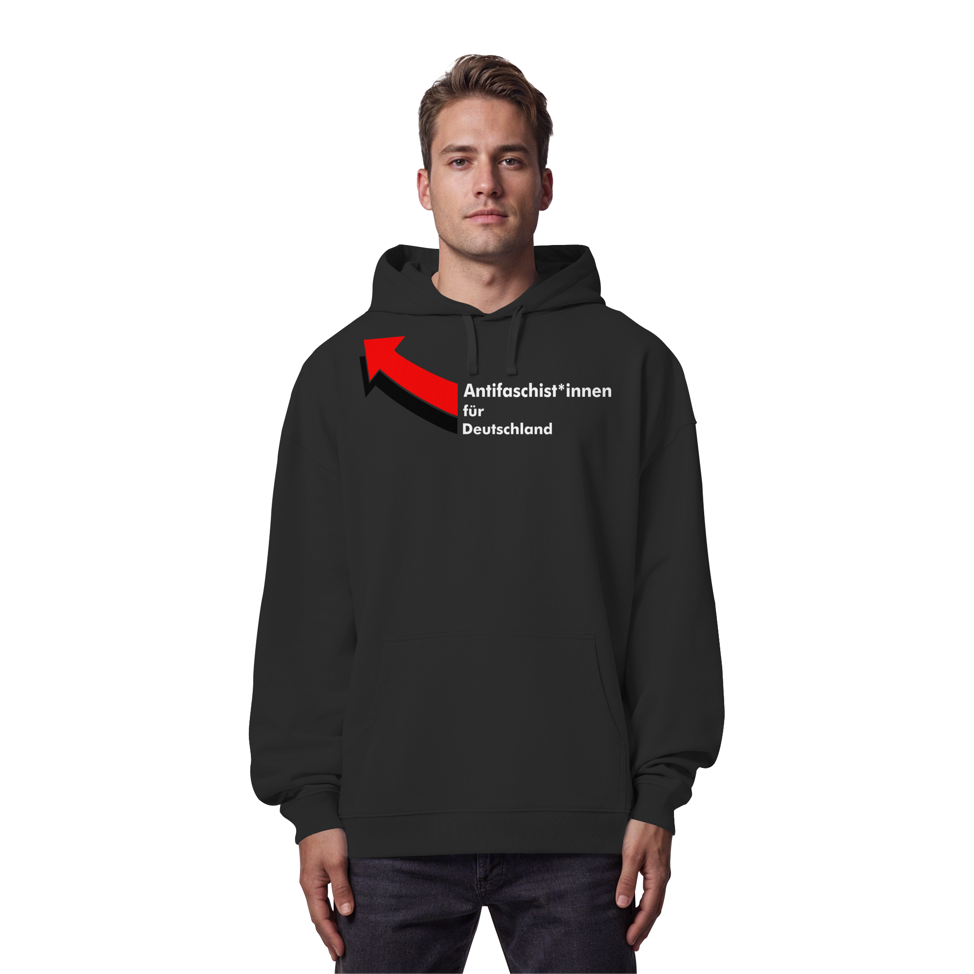 Antifaschist*innen für Deutschland (weiße Schrift) - Organic Oversize Hoodie