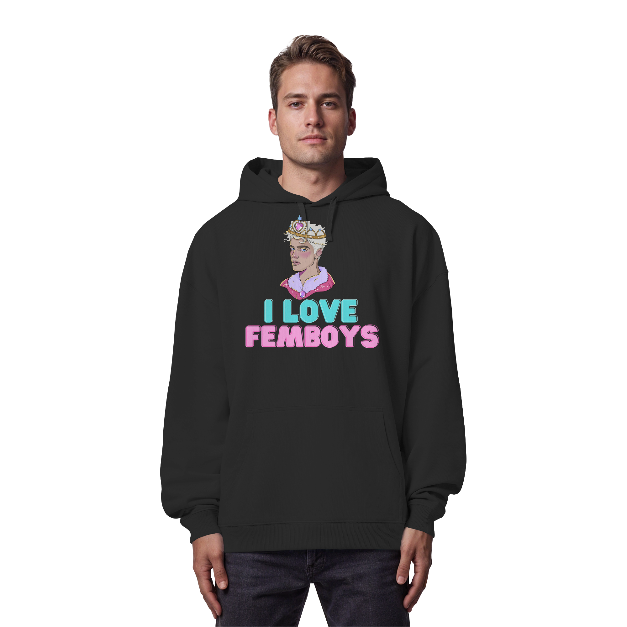 I Love Femboys "Royal Blush Edition" - Organic Oversize Hoodie