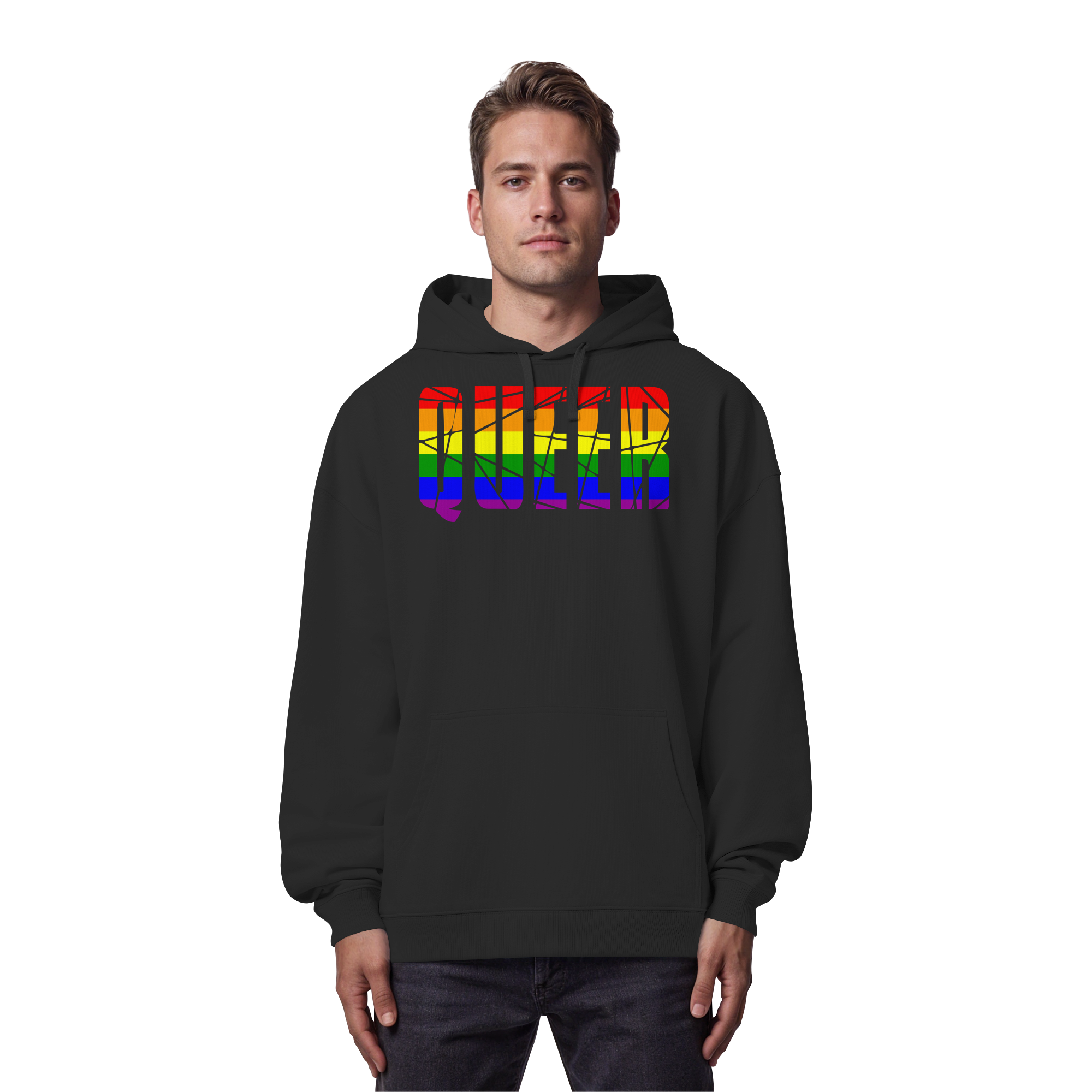QUEER in Regenbogen Farben - Organic Oversize Hoodie