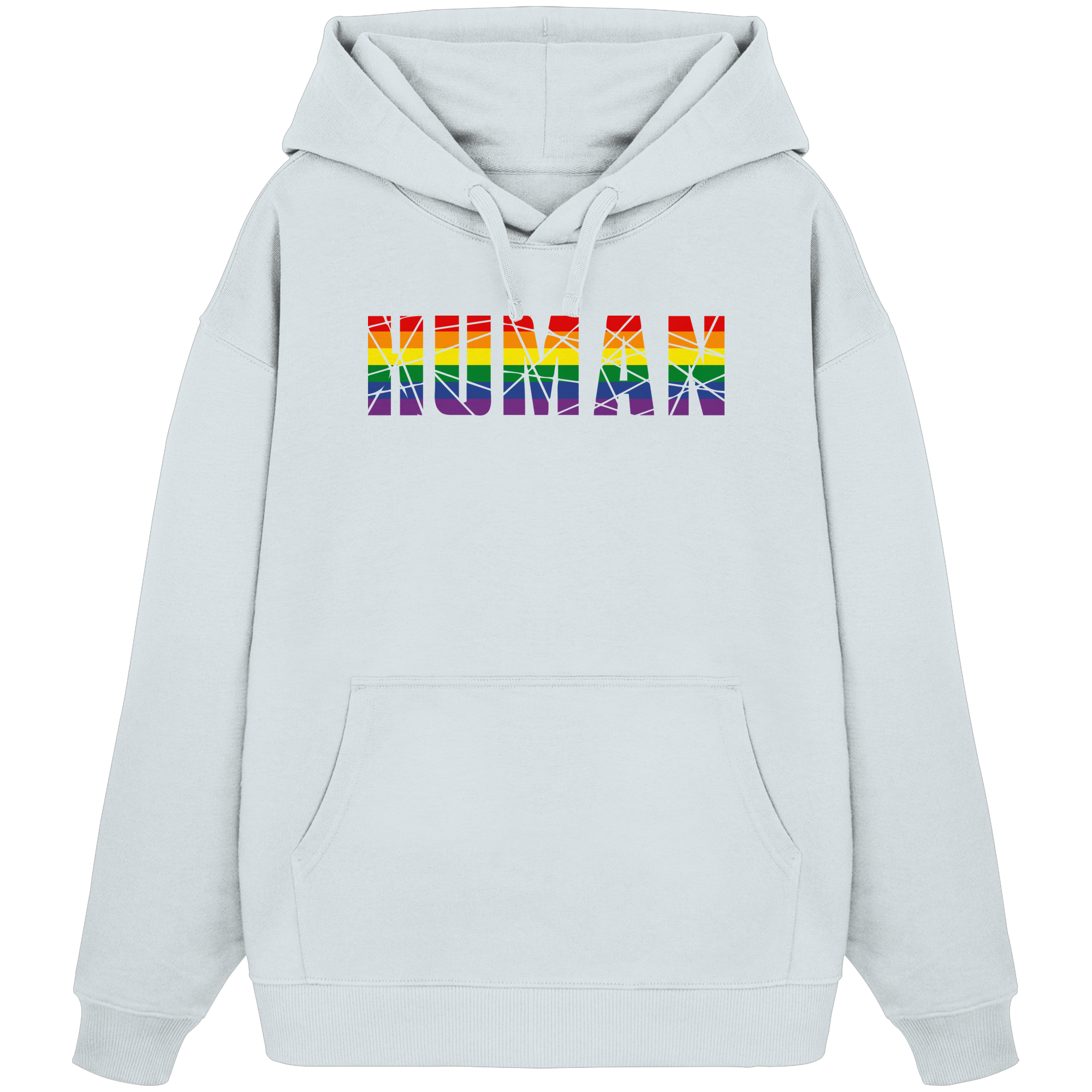 HUMAN in Regenbogen-Farben - Organic Oversize Hoodie