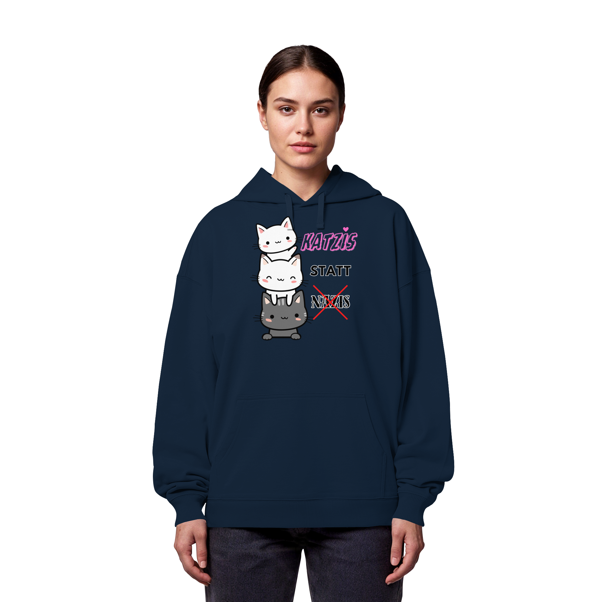 Katzis statt Nazis - Organic Oversize Hoodie