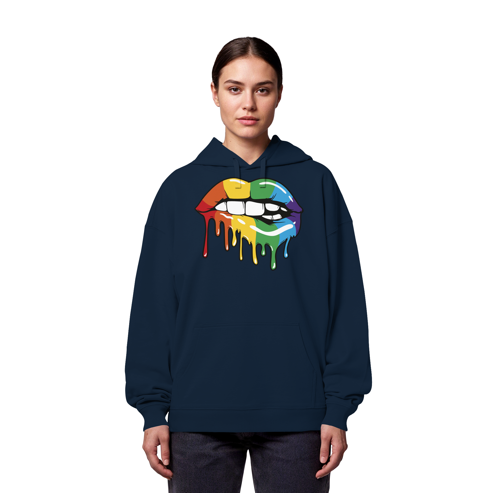 Regenbogen Lippen - Organic Oversize Hoodie