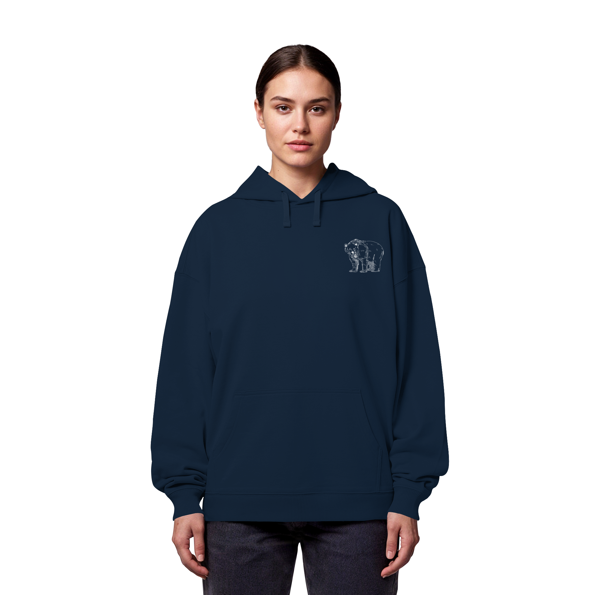 Team Bär Backprint (weiß) - Organic Oversize Hoodie