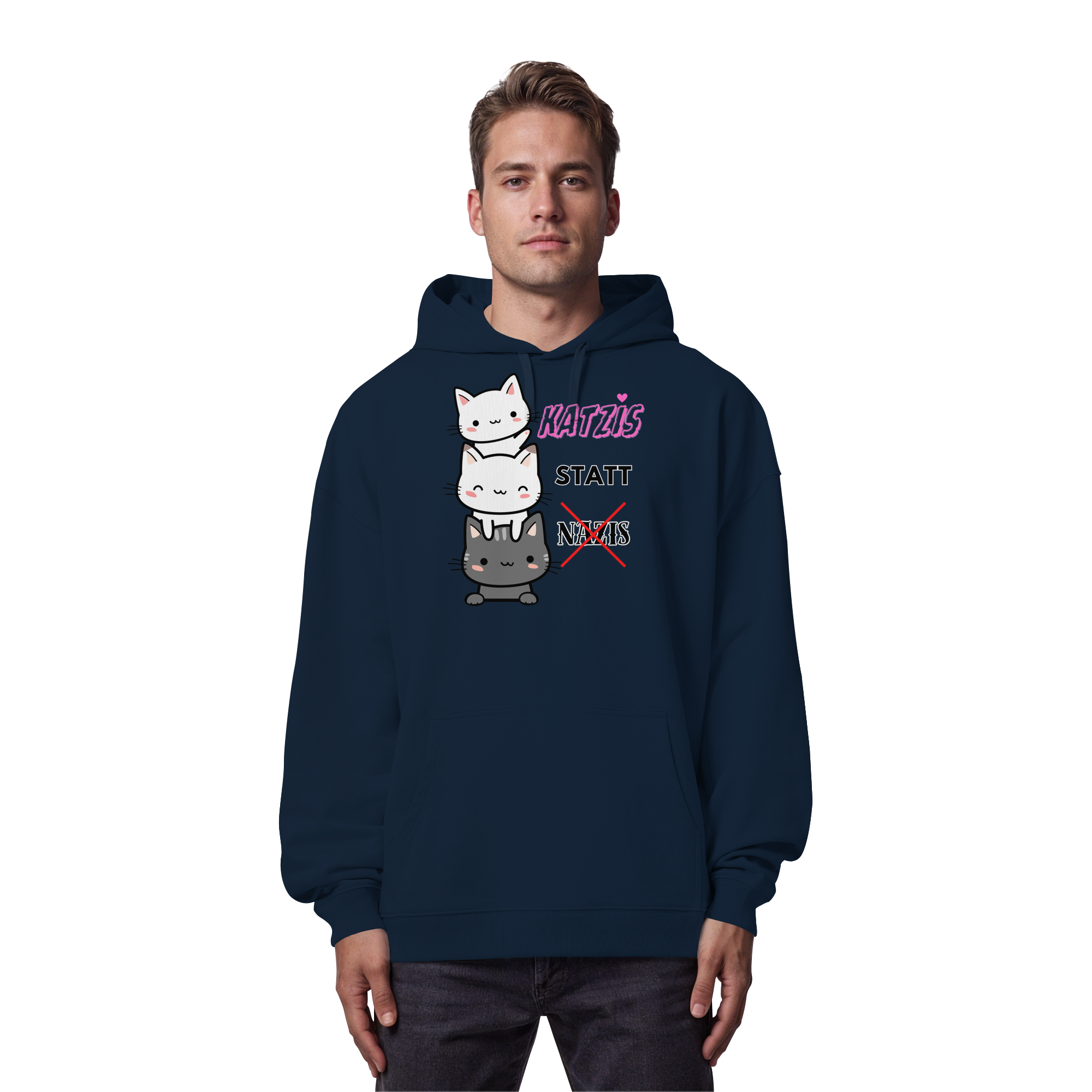 Katzis statt Nazis - Organic Oversize Hoodie