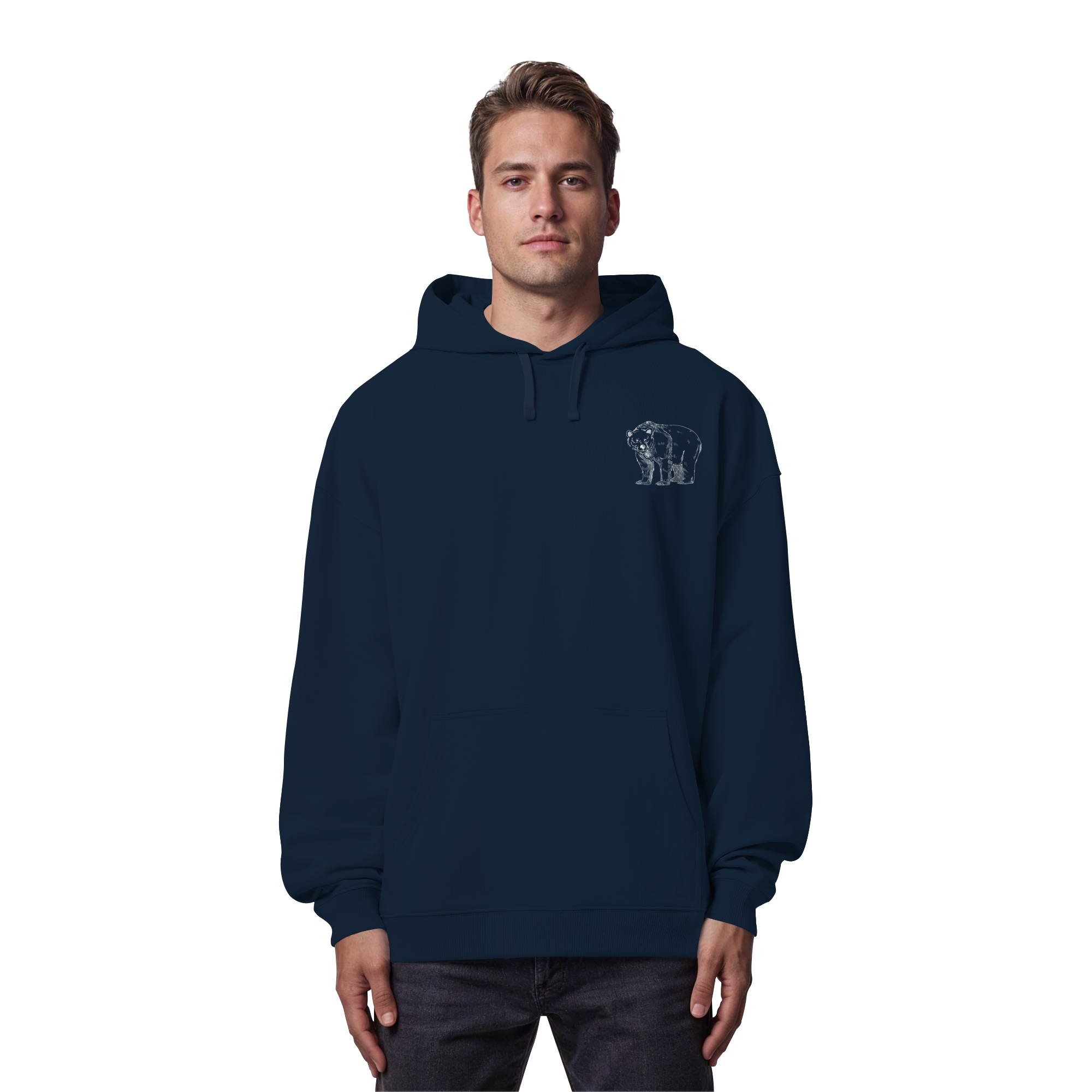 Team Bär Backprint (weiß) - Organic Oversize Hoodie