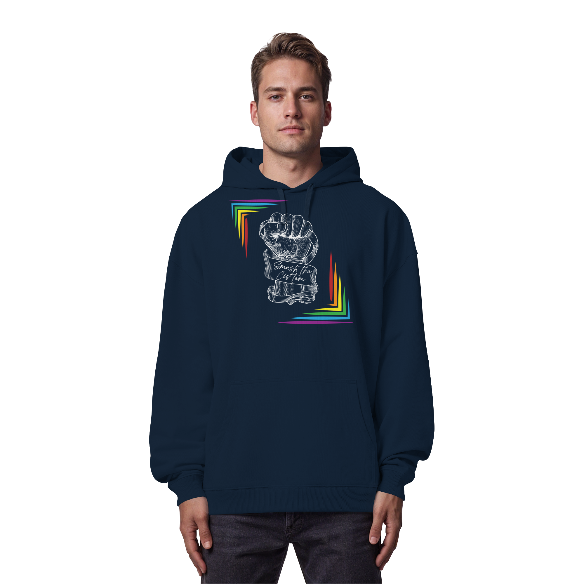 Smash The Cistem (weiße Schrift) - Organic Oversize Hoodie