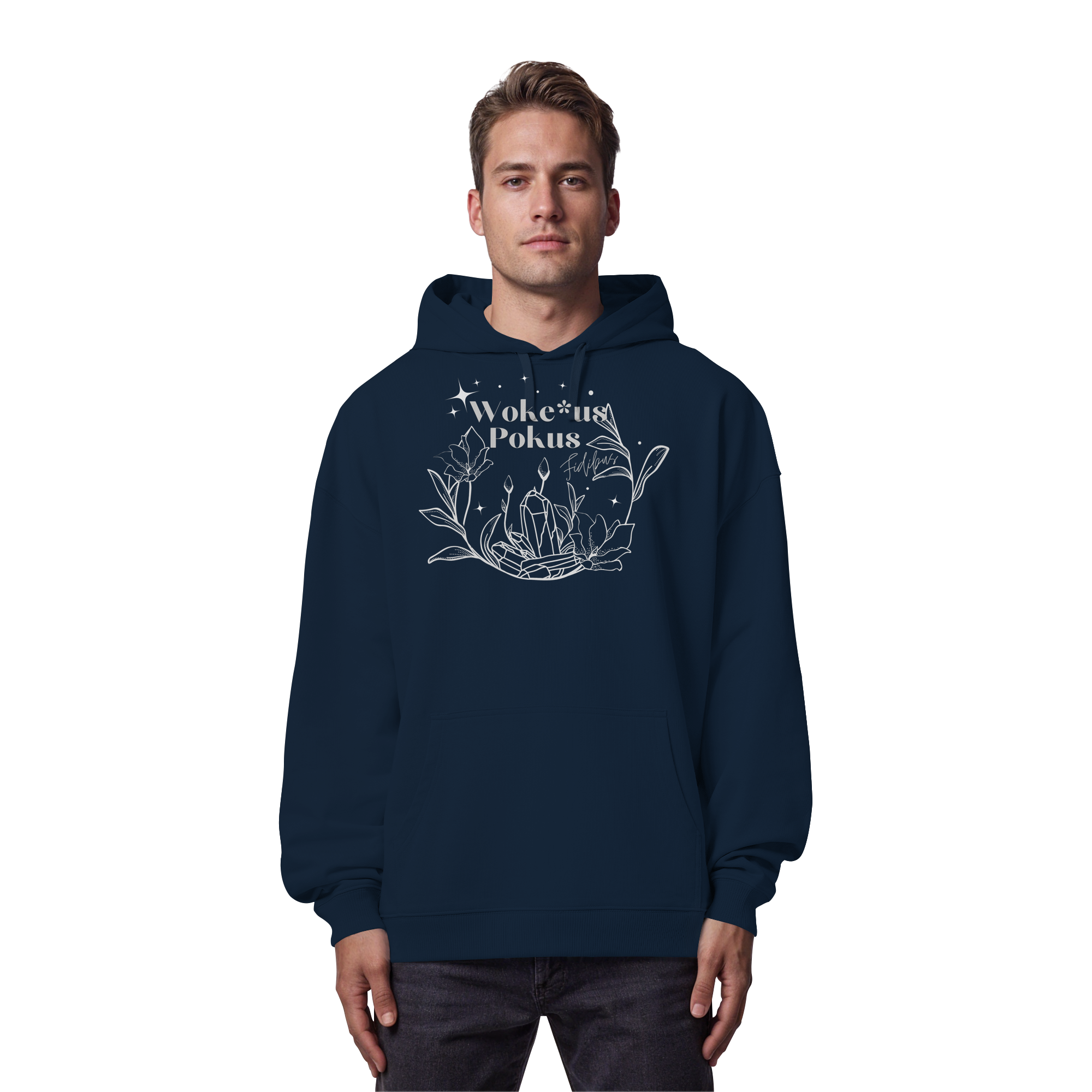 Woke*us Pokus (weiße Schrift) - Organic Oversize Hoodie