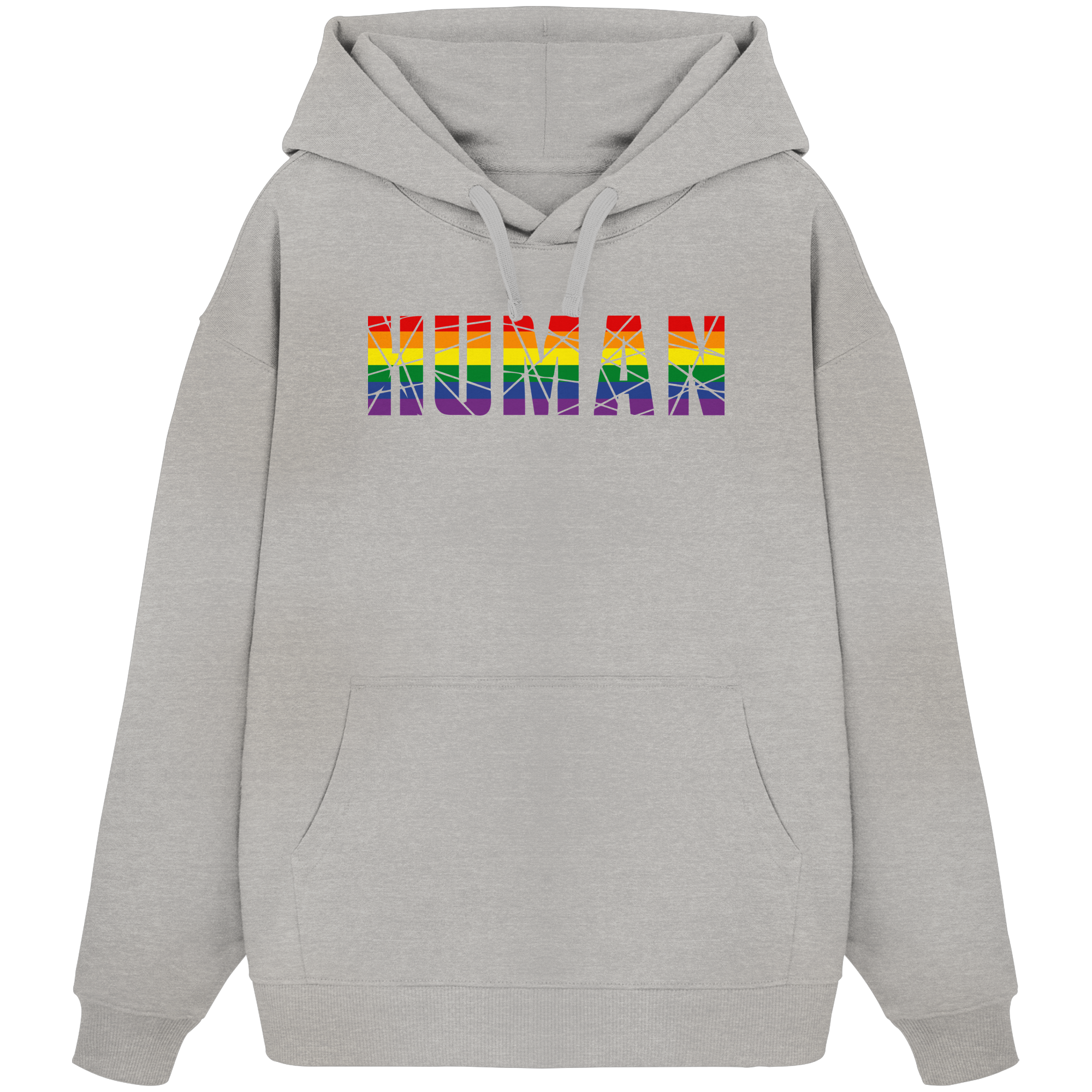 HUMAN in Regenbogen-Farben - Organic Oversize Hoodie
