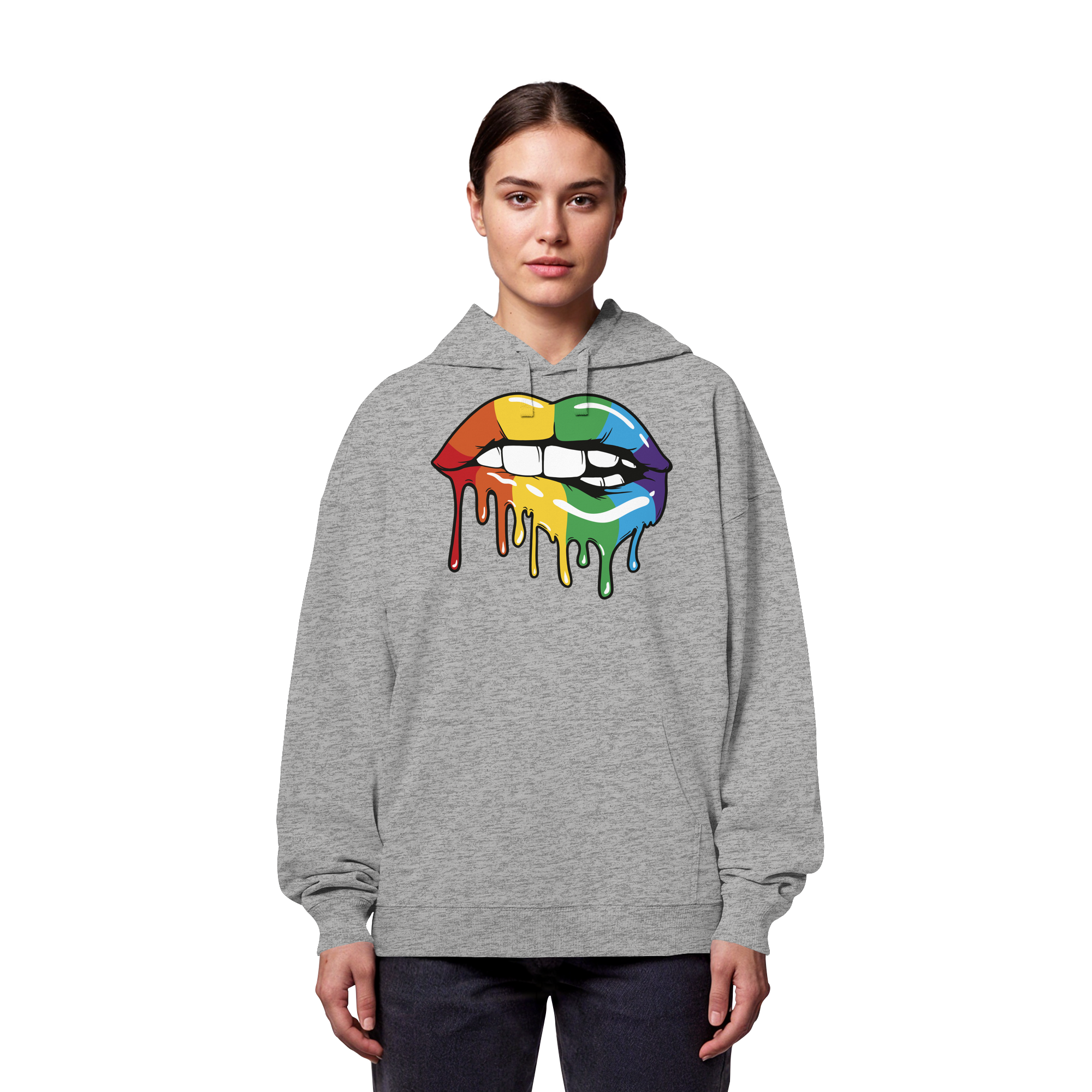 Regenbogen Lippen - Organic Oversize Hoodie