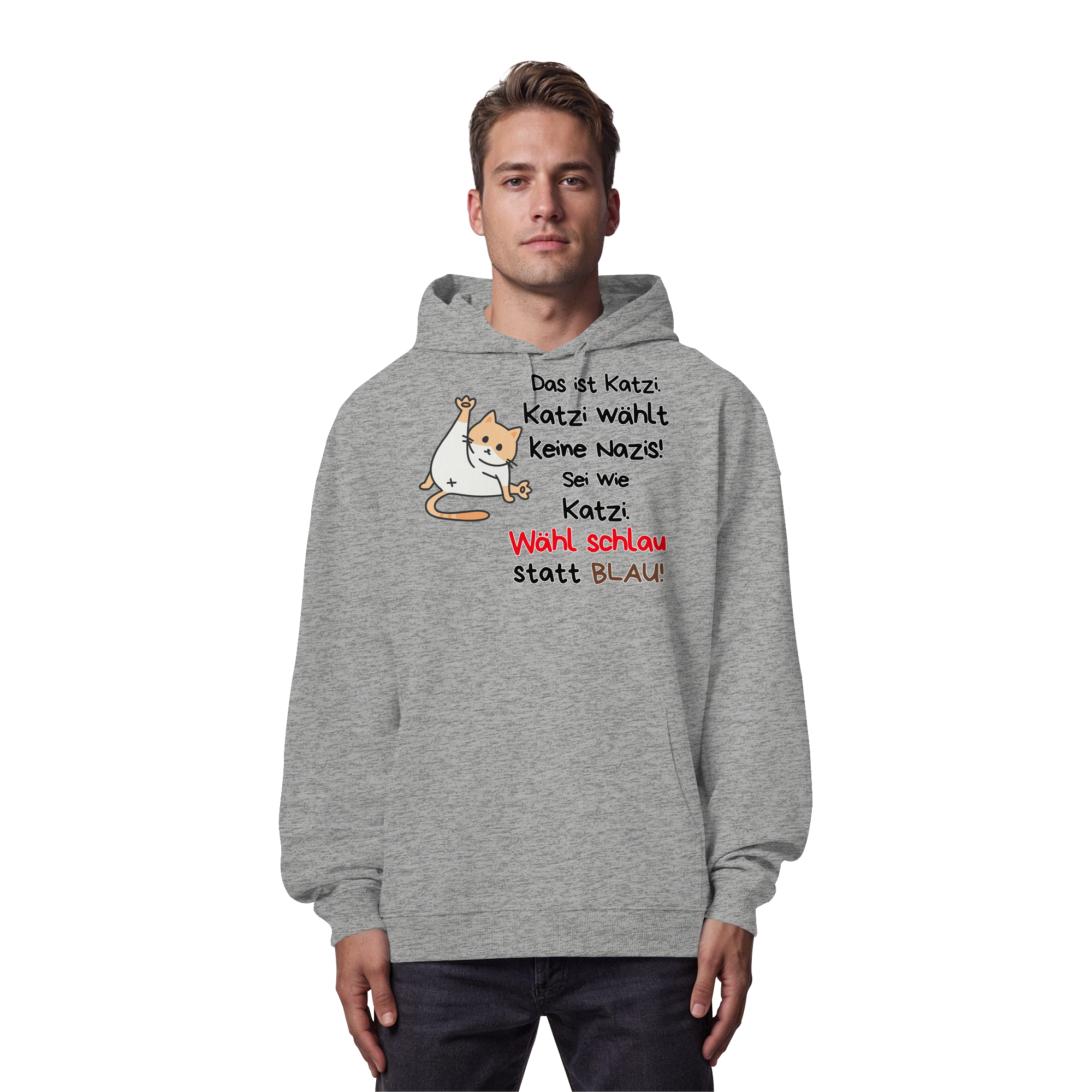 Katzi wählt keine Nazis! - Organic Oversize Hoodie