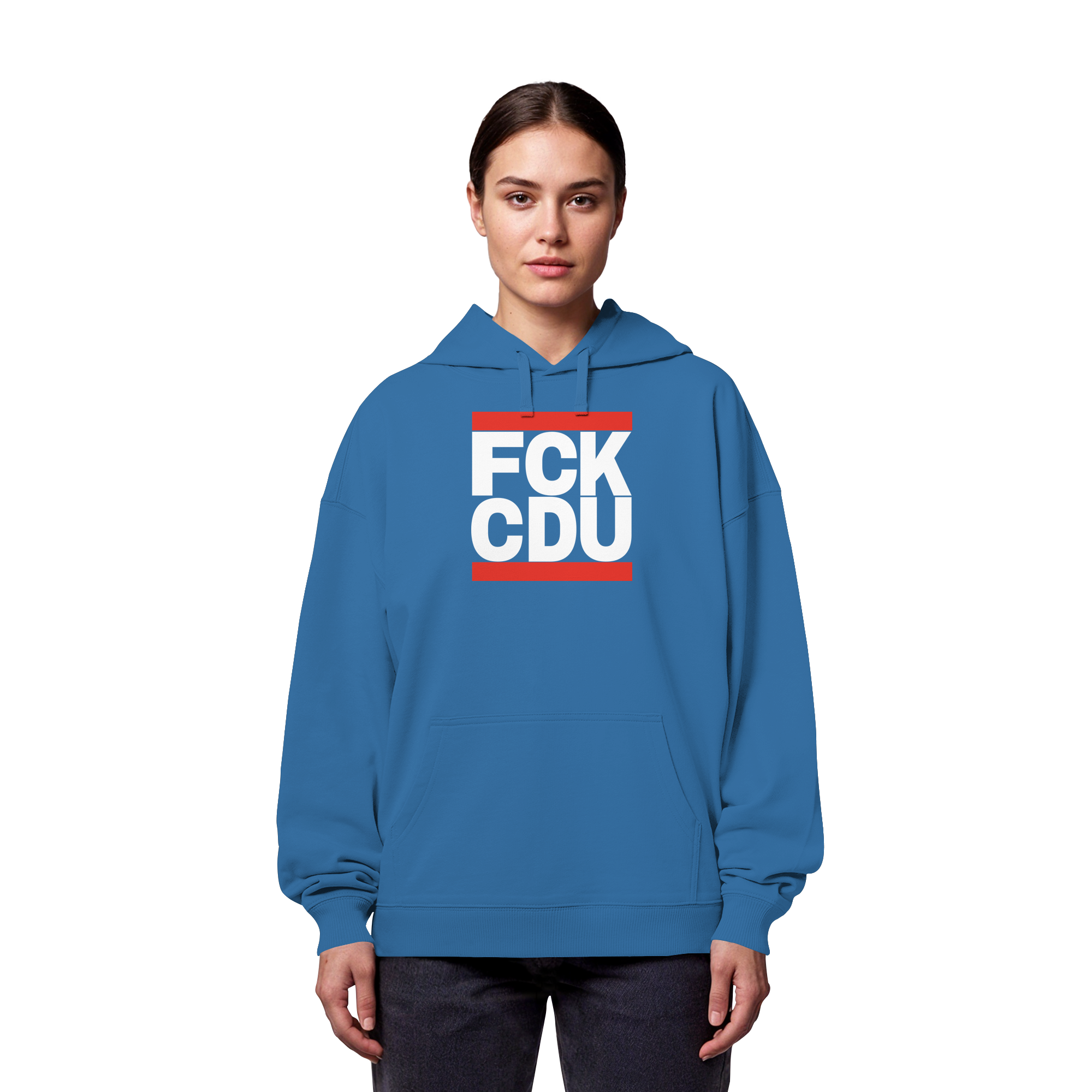FCK CDU (weiße Schrift) - Organic Oversize Hoodie