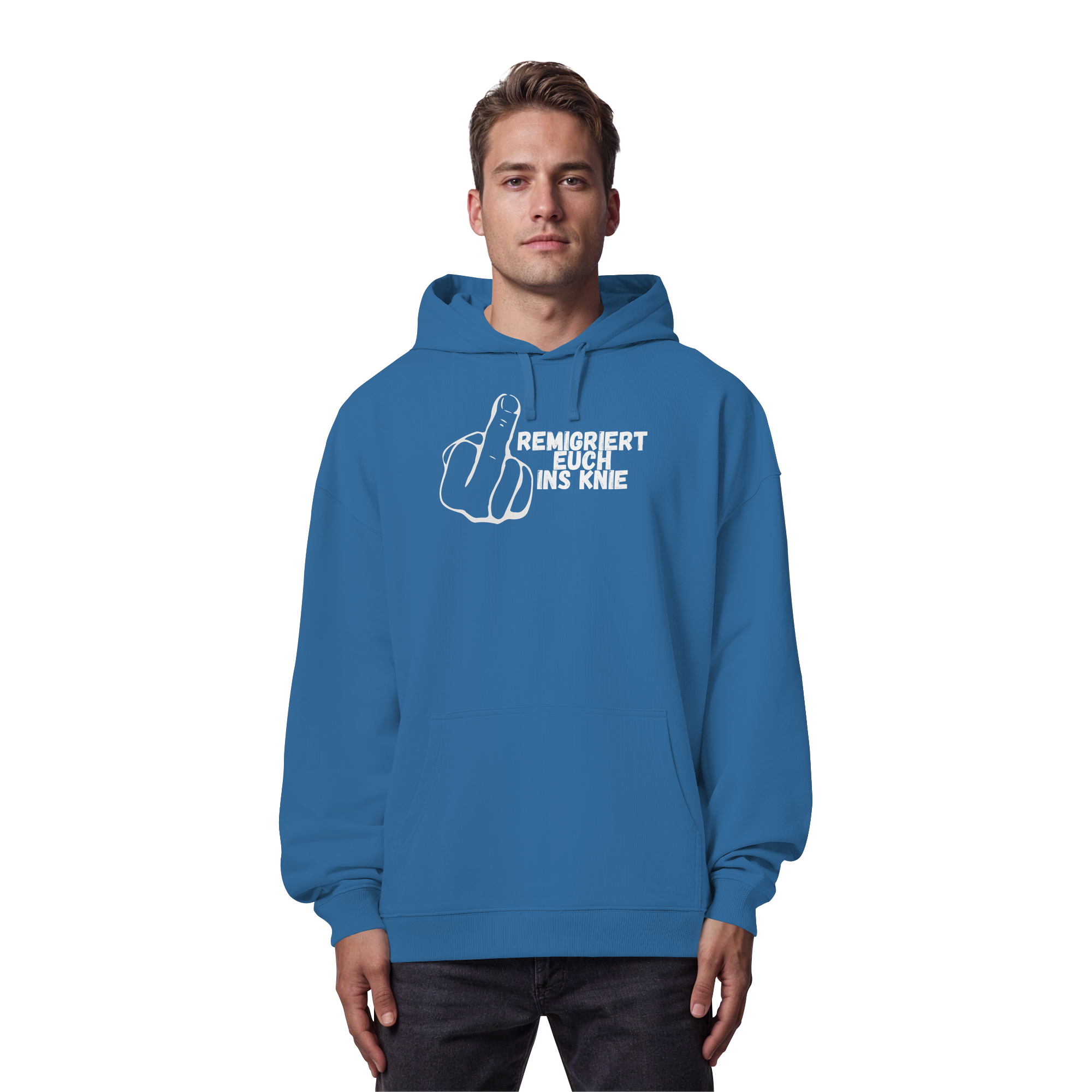 Remigriert Euch ins Knie "Mittelfinger Edition" - Organic Oversize Hoodie