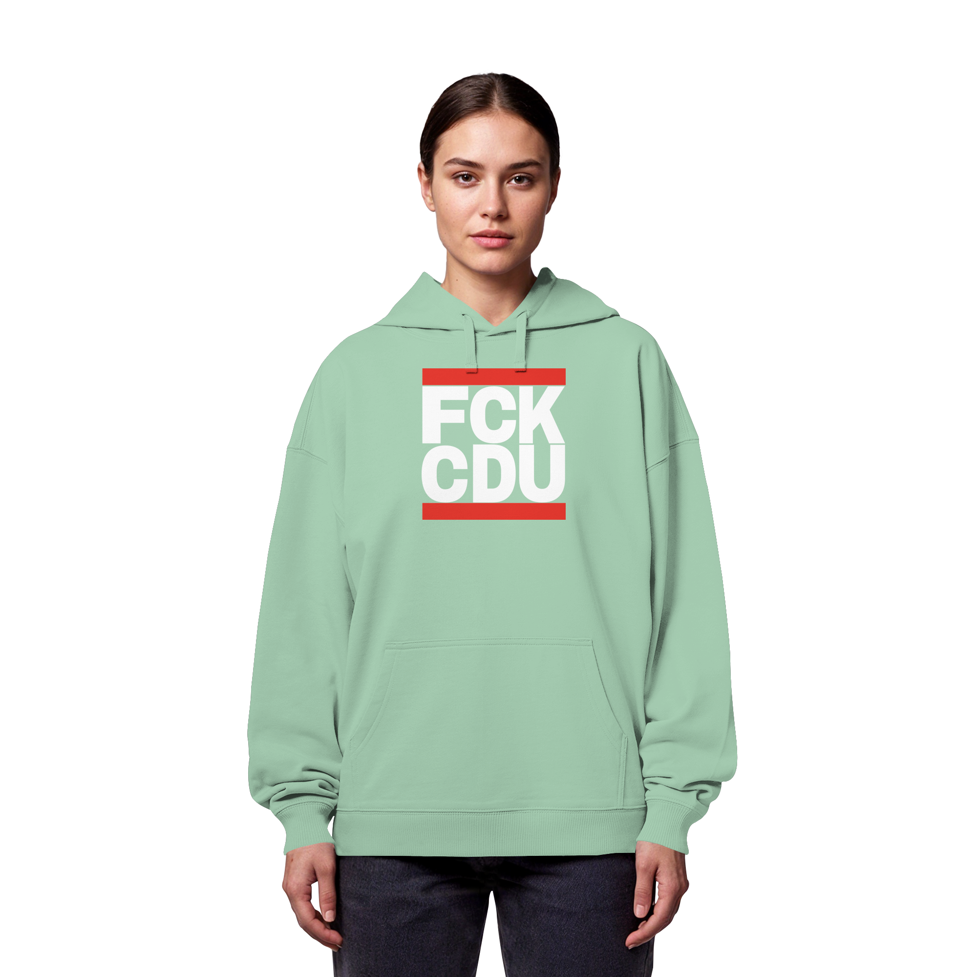 FCK CDU (weiße Schrift) - Organic Oversize Hoodie