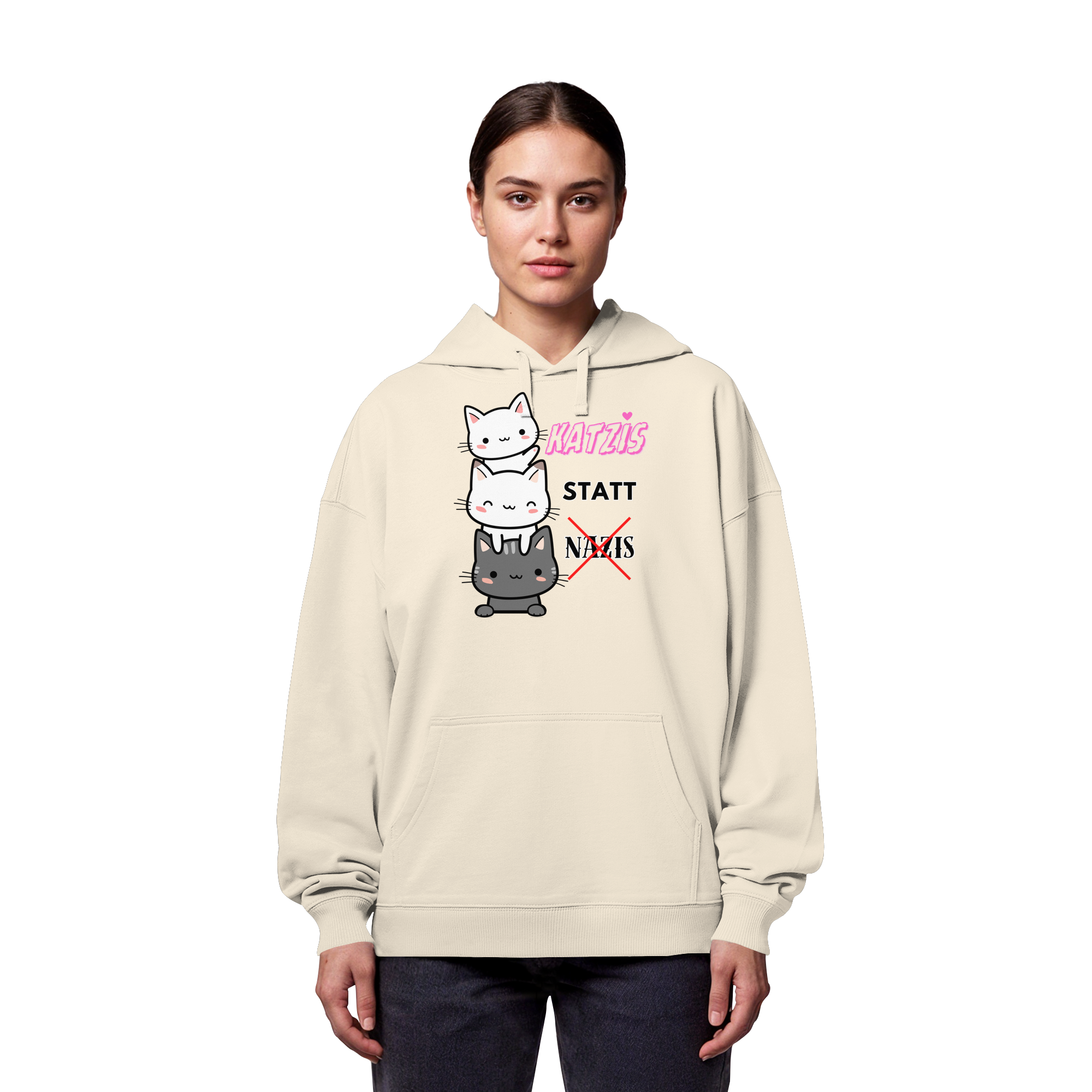 Katzis statt Nazis - Organic Oversize Hoodie