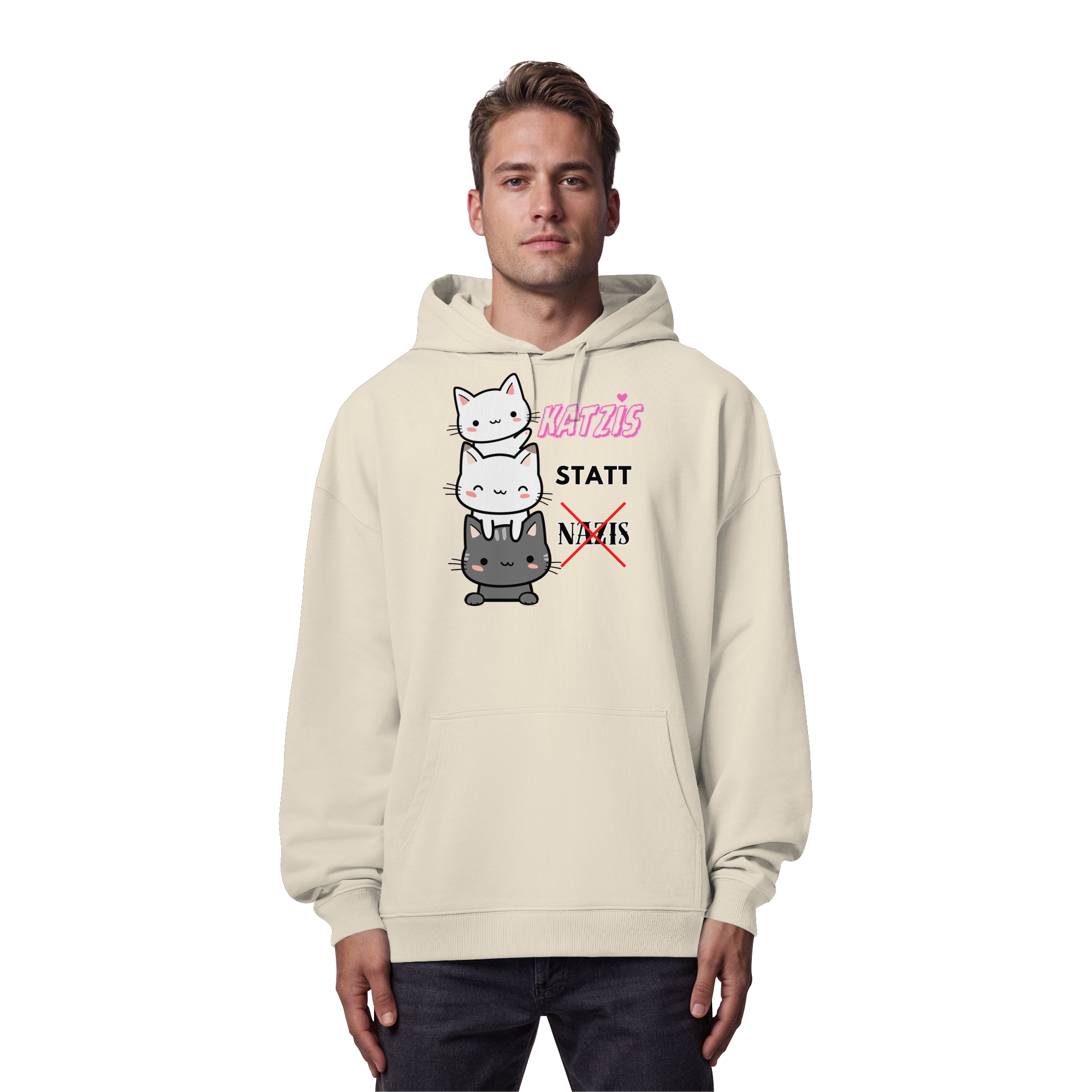 Katzis statt Nazis - Organic Oversize Hoodie