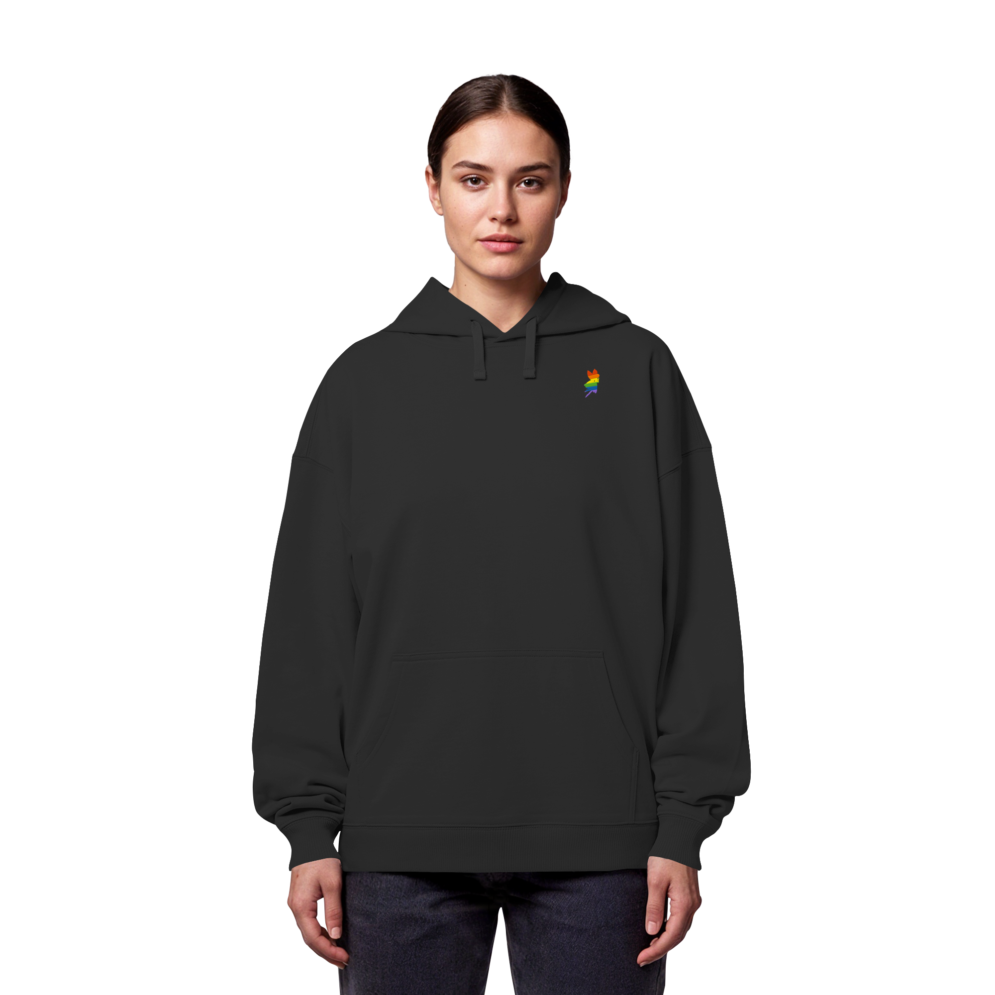 Regenbogen Fee - Organic Oversize Hoodie (Stick)