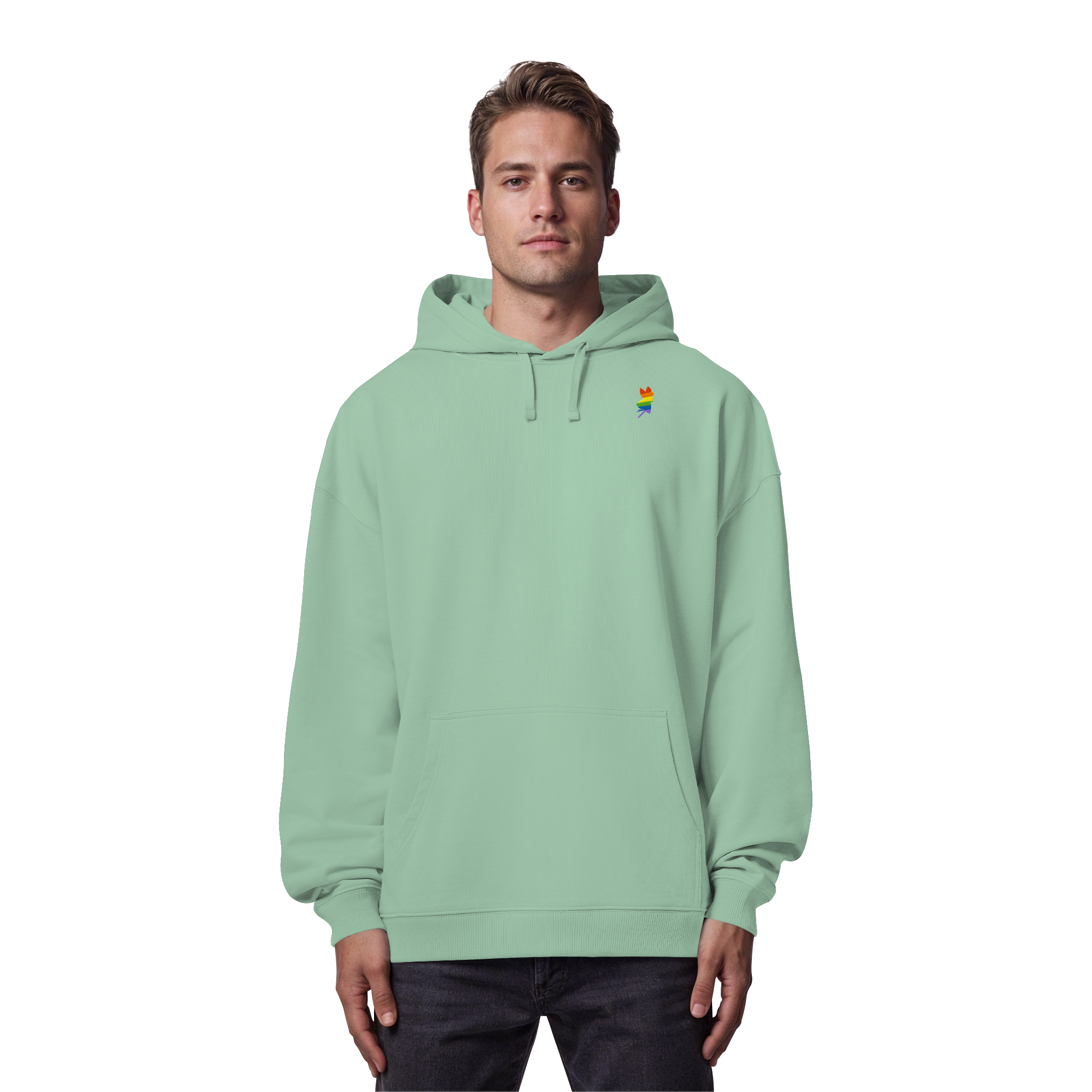 Regenbogen Fee - Organic Oversize Hoodie (Stick)