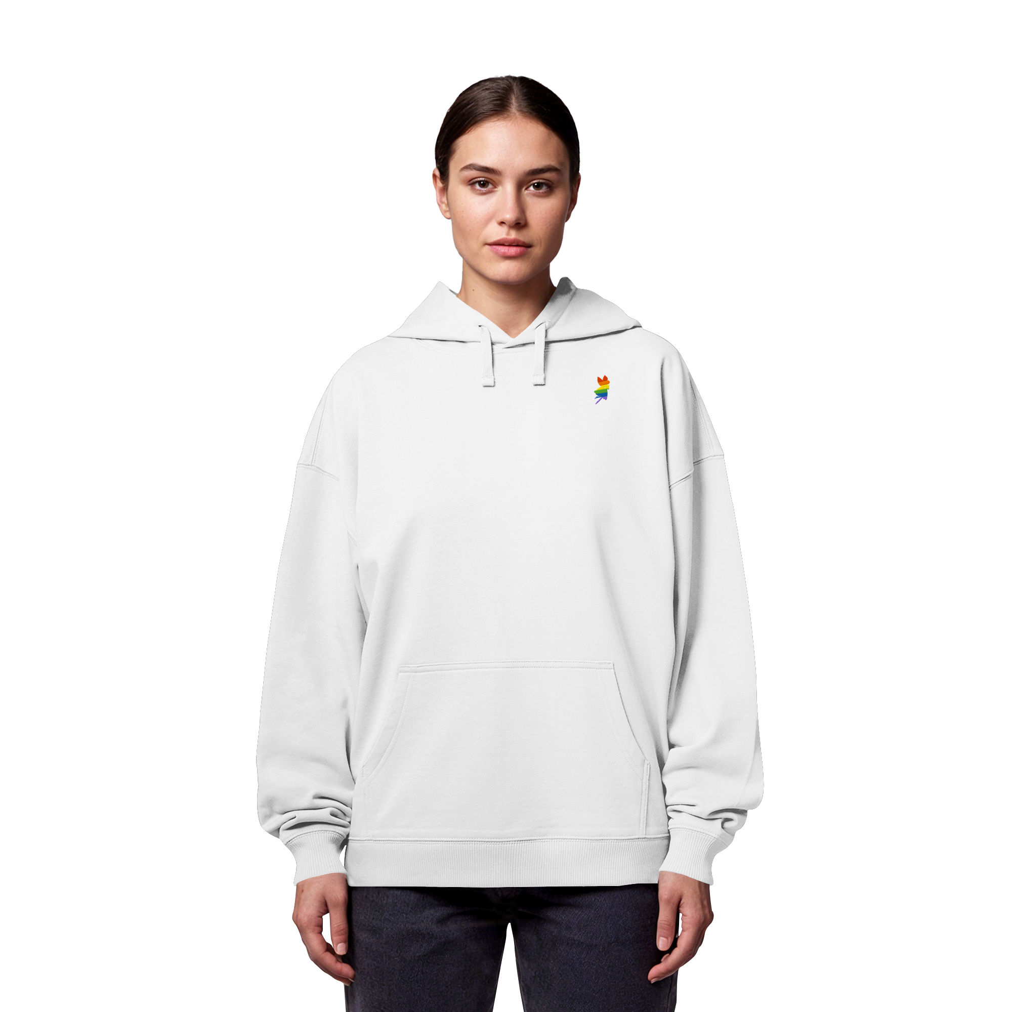 Regenbogen Fee - Organic Oversize Hoodie (Stick)