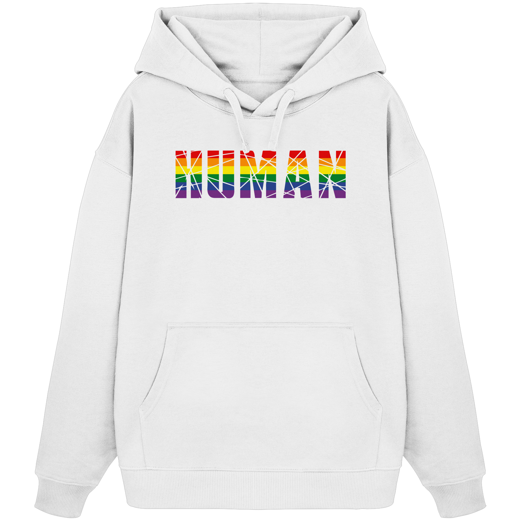 HUMAN in Regenbogen-Farben - Organic Oversize Hoodie
