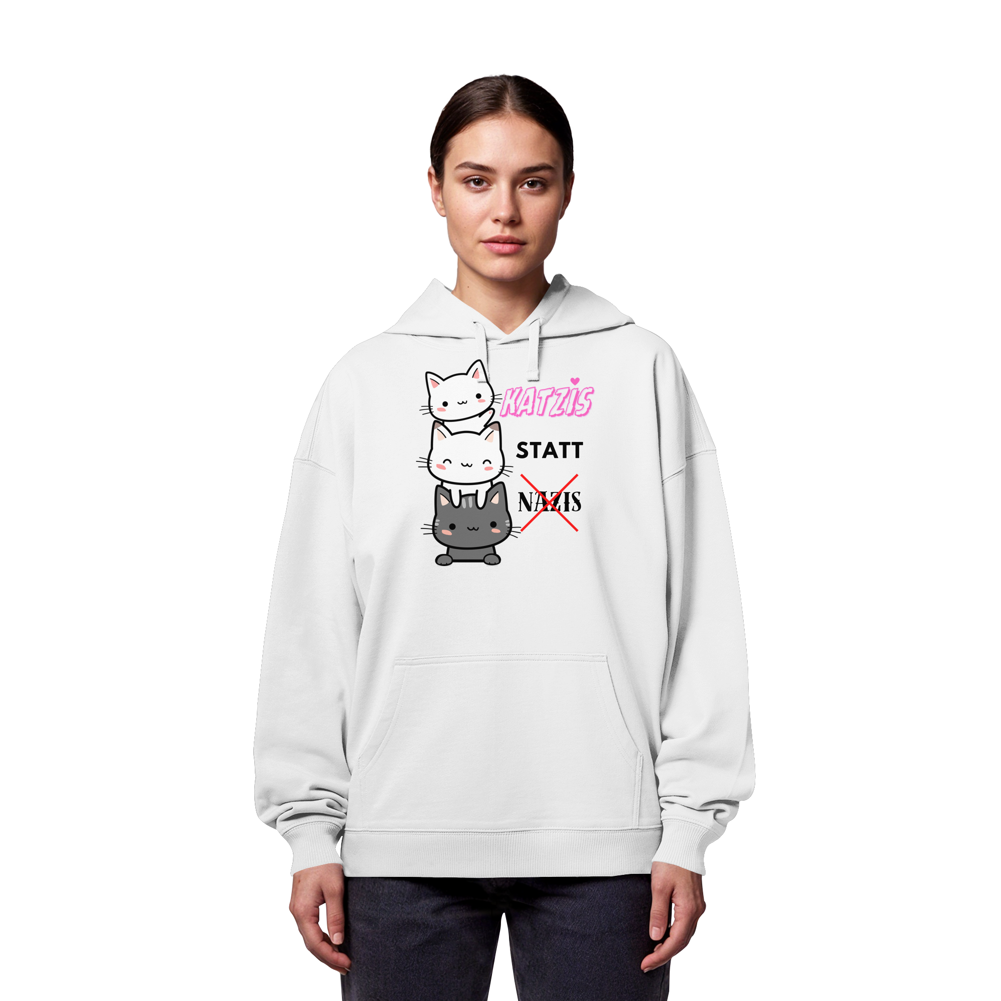 Katzis statt Nazis - Organic Oversize Hoodie